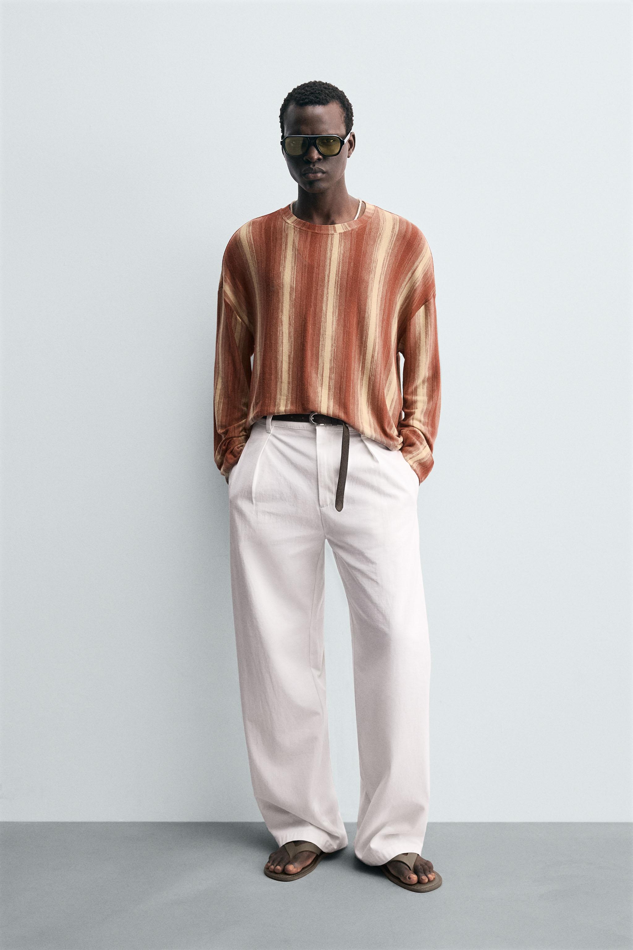 FLOWY STRIPED T-SHIRT