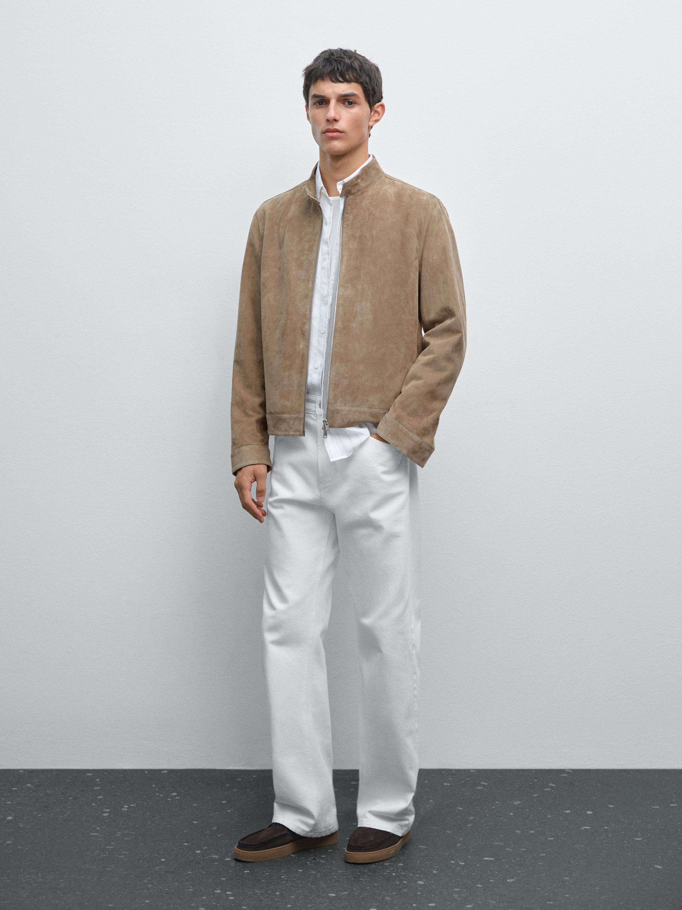 Short suede goatskin jacket