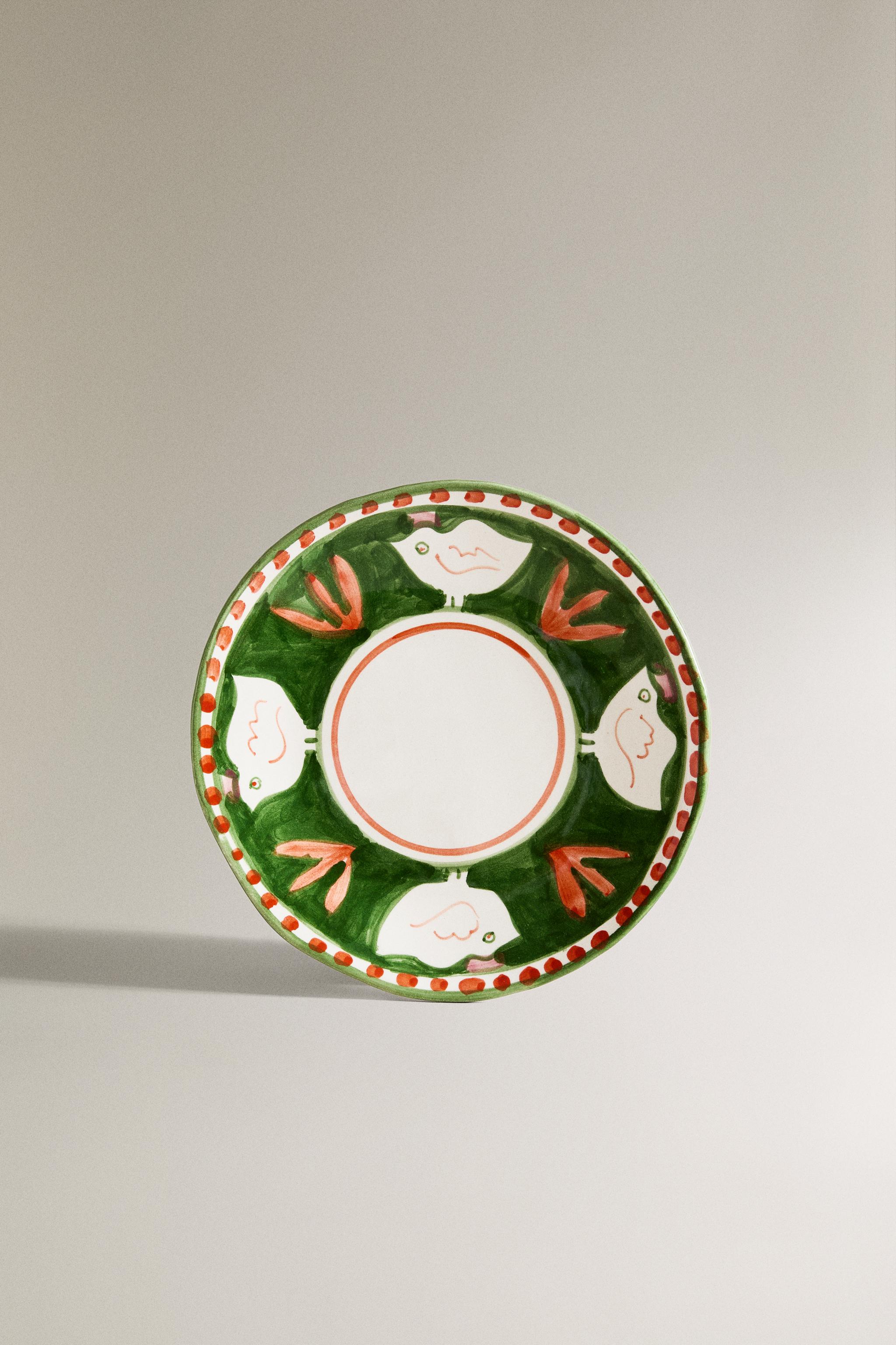 PAINTED CERAMIC DESSERT PLATE