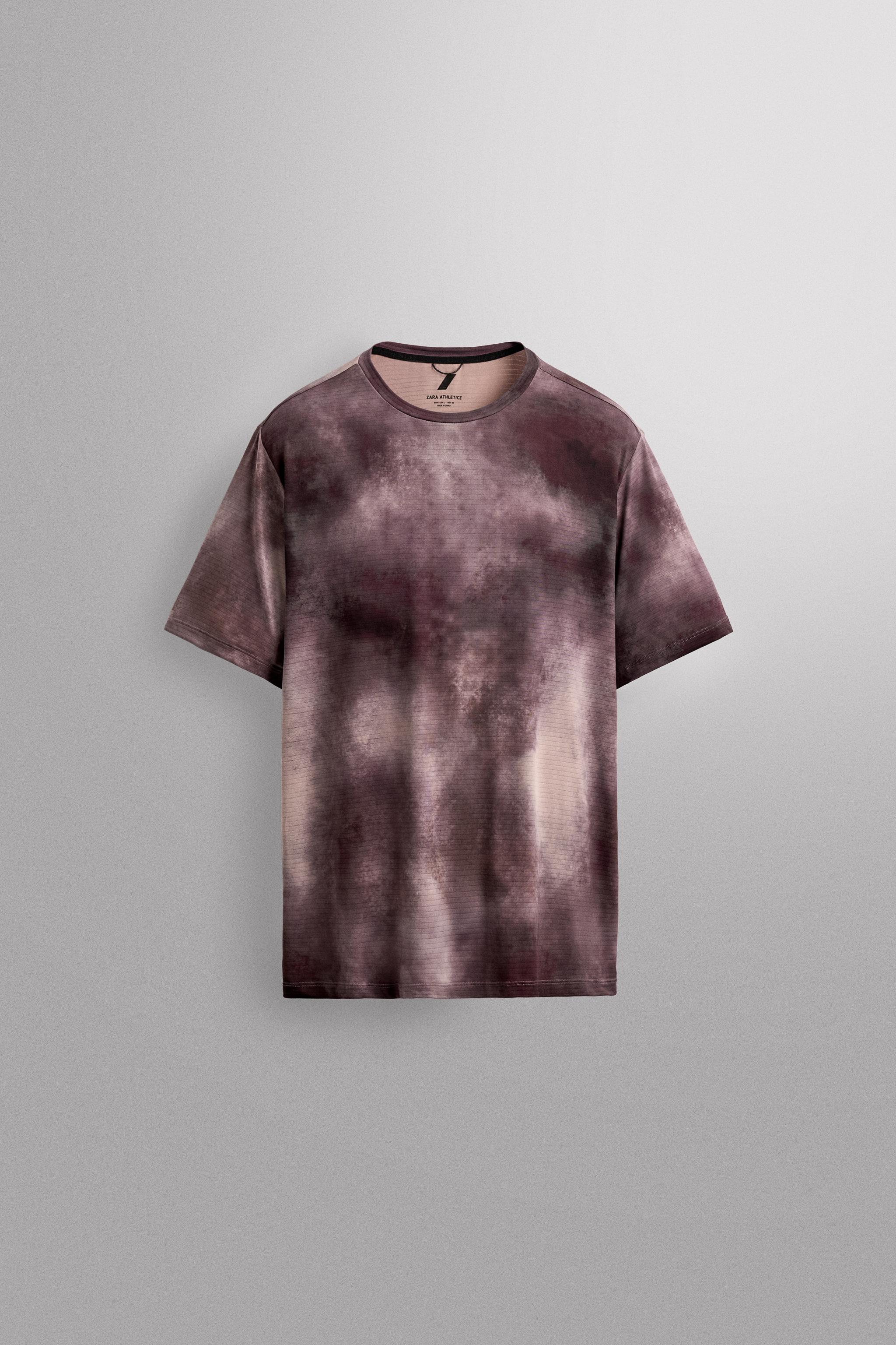 TIE-DYE PRINT PERFORATED T-SHIRT