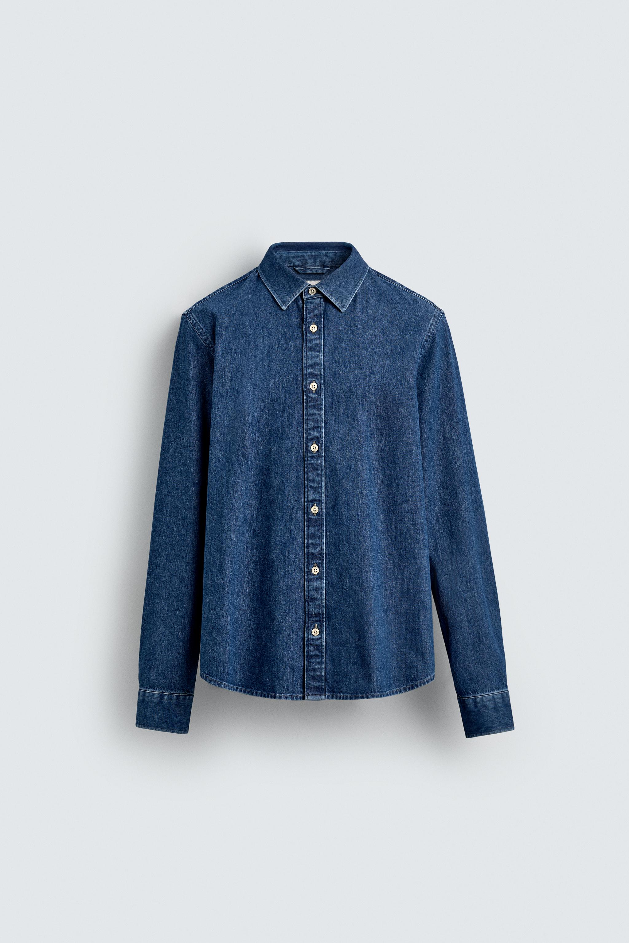 TOPSTITCHED DENIM SHIRT