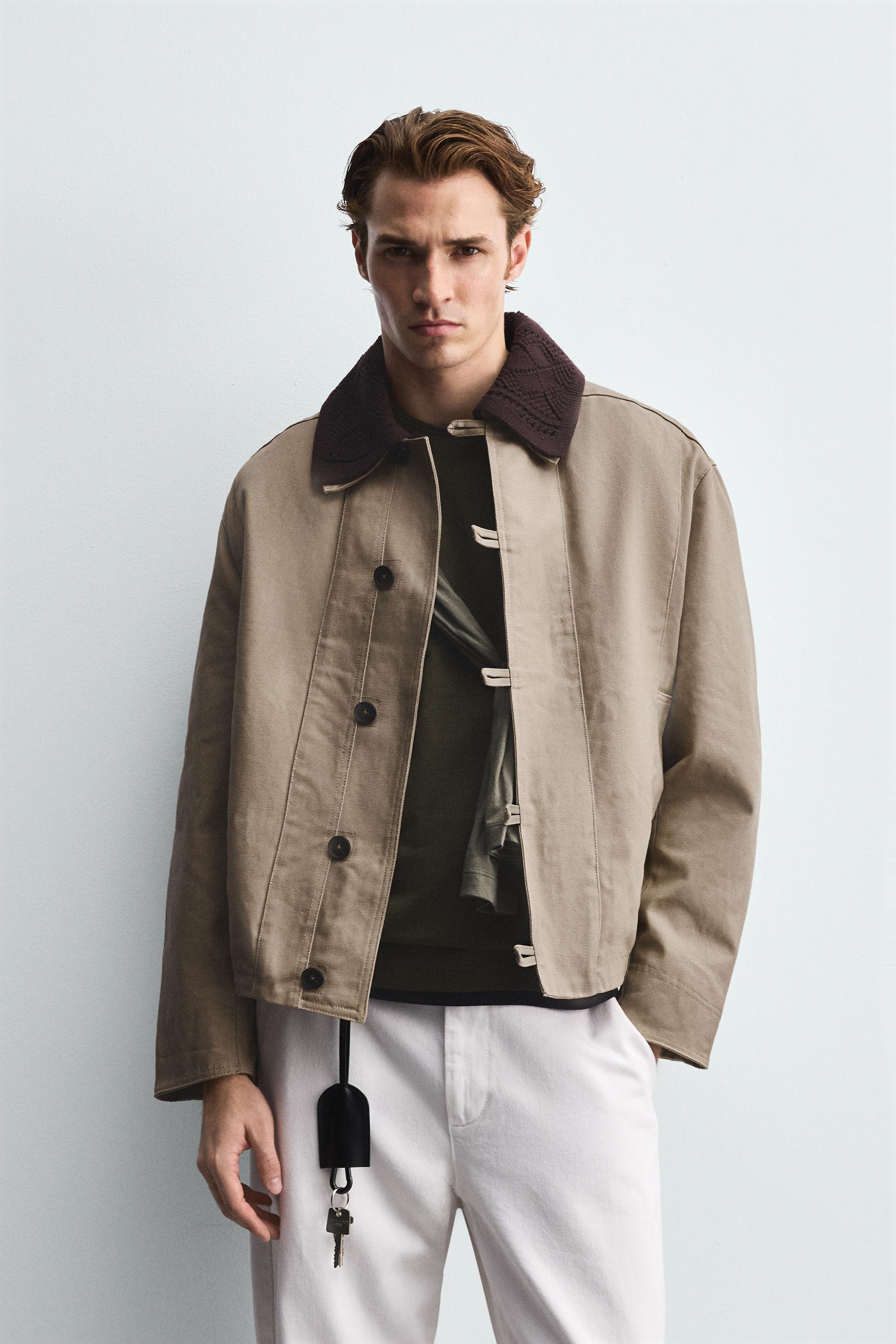 CONTRAST CROCHET COLLAR JACKET