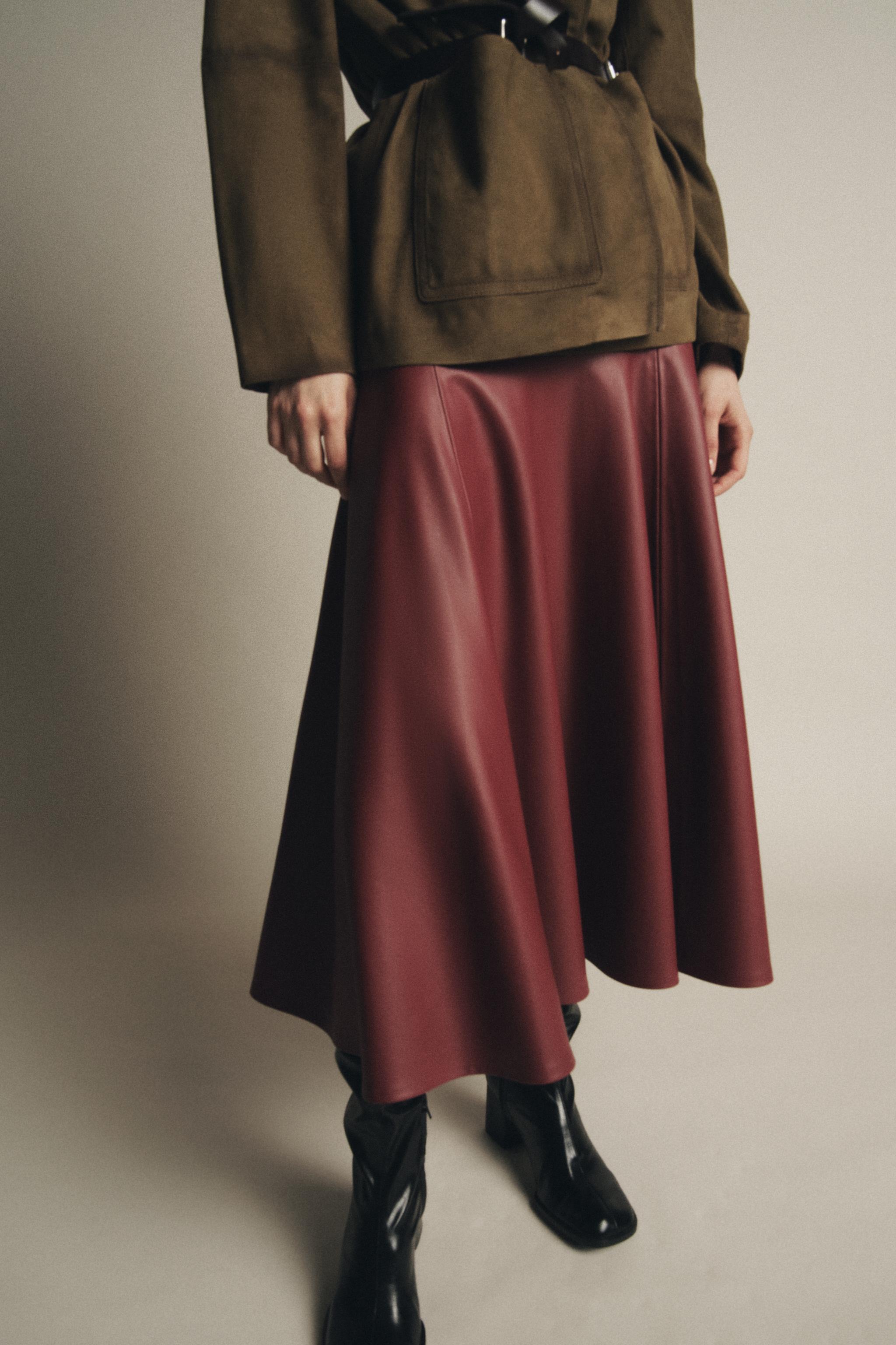 FAUX LEATHER MIDI SKIRT ZW COLLECTION