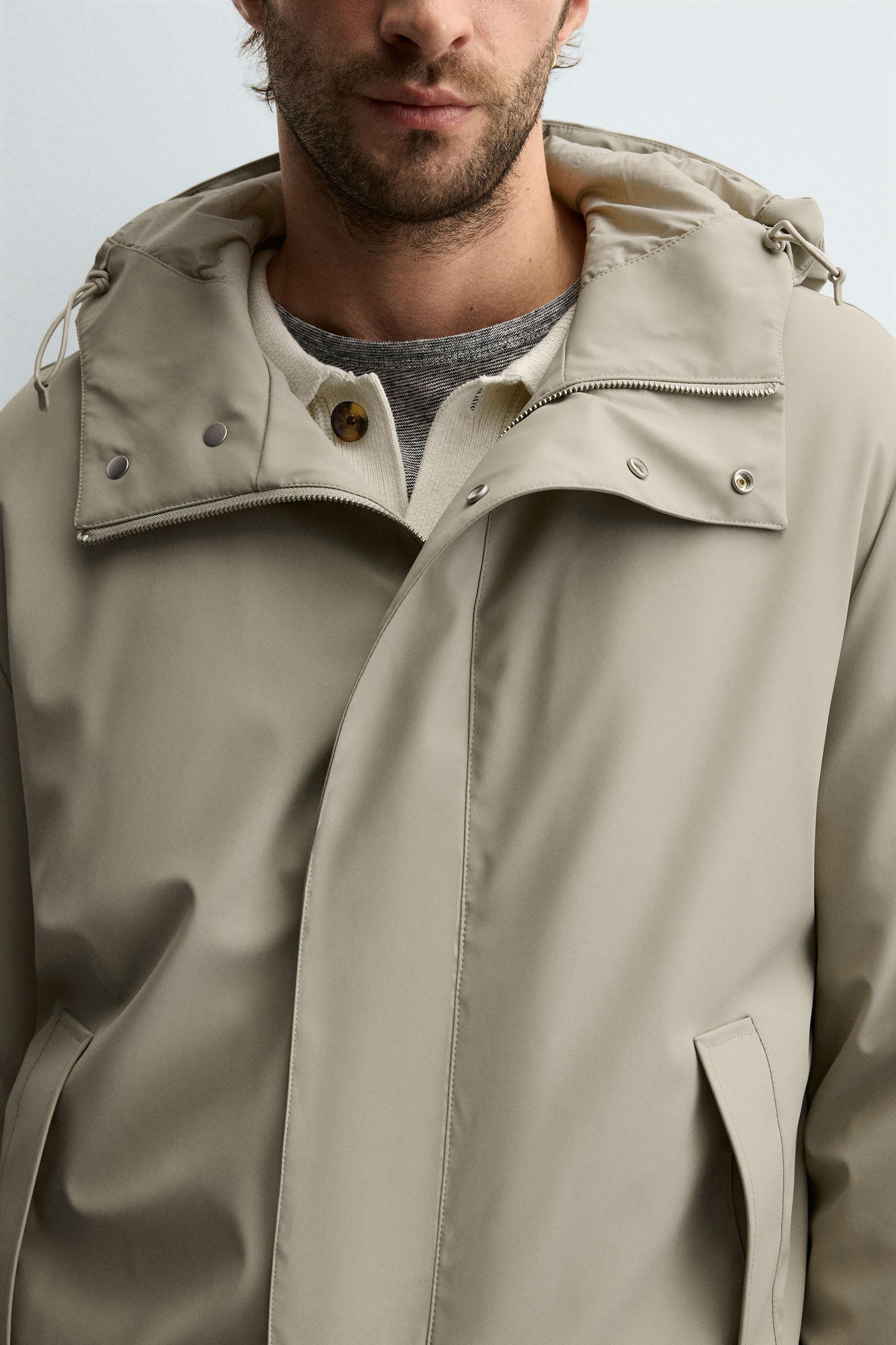 RUBBERIZED EFFECT PARKA WITH HOODIE