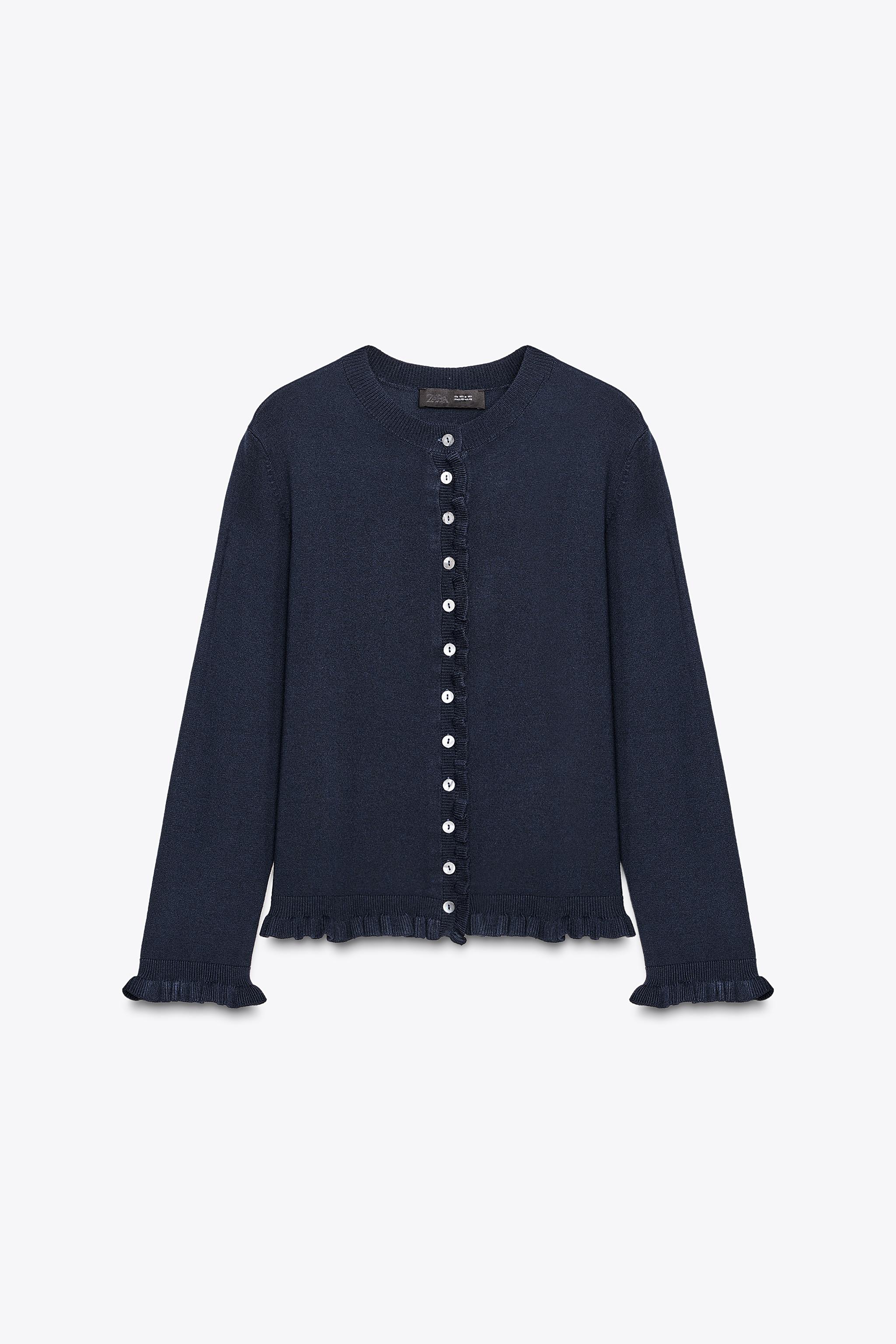 RUFFLED KNIT CARDIGAN