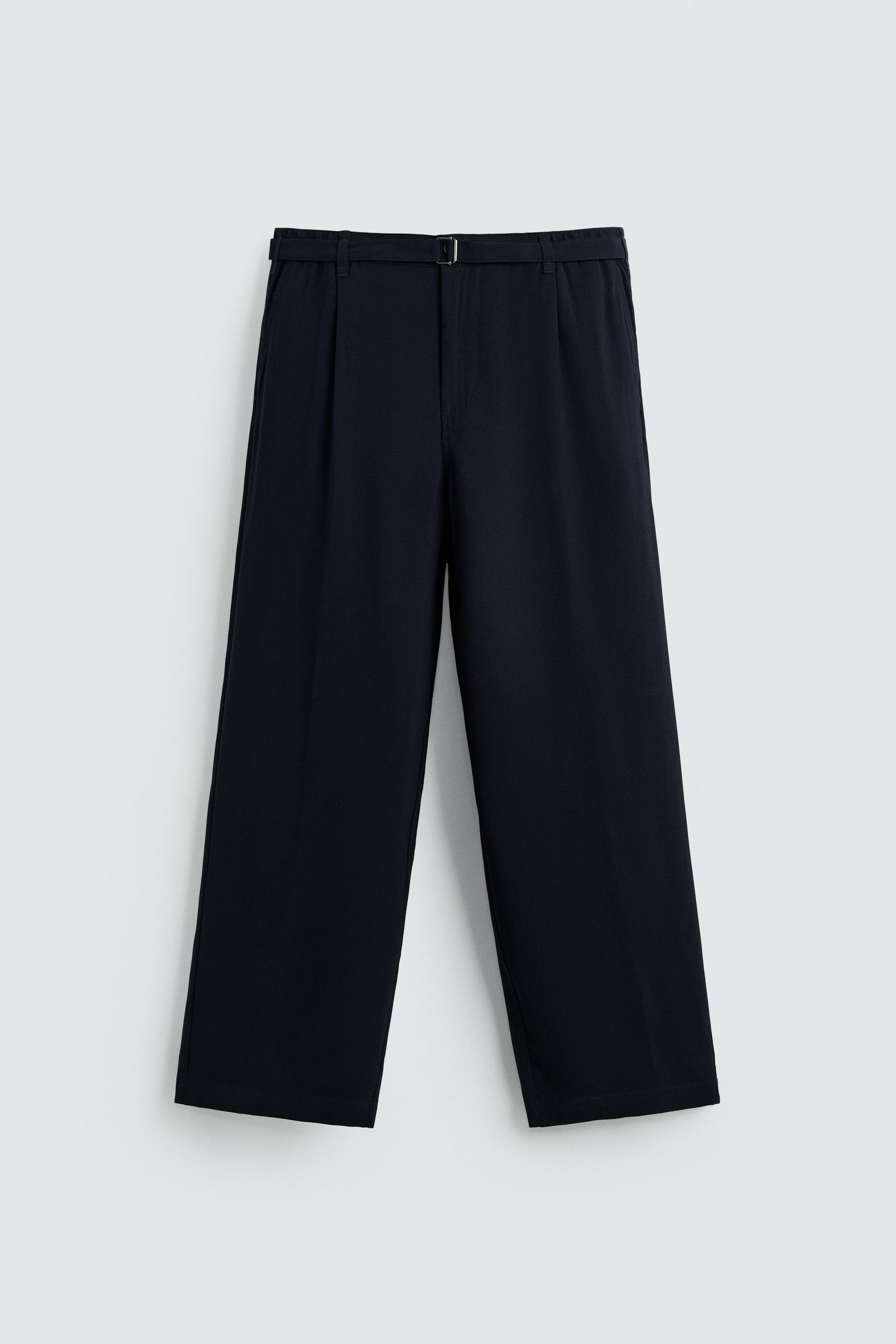 RELAXED FIT BELTED PANTS