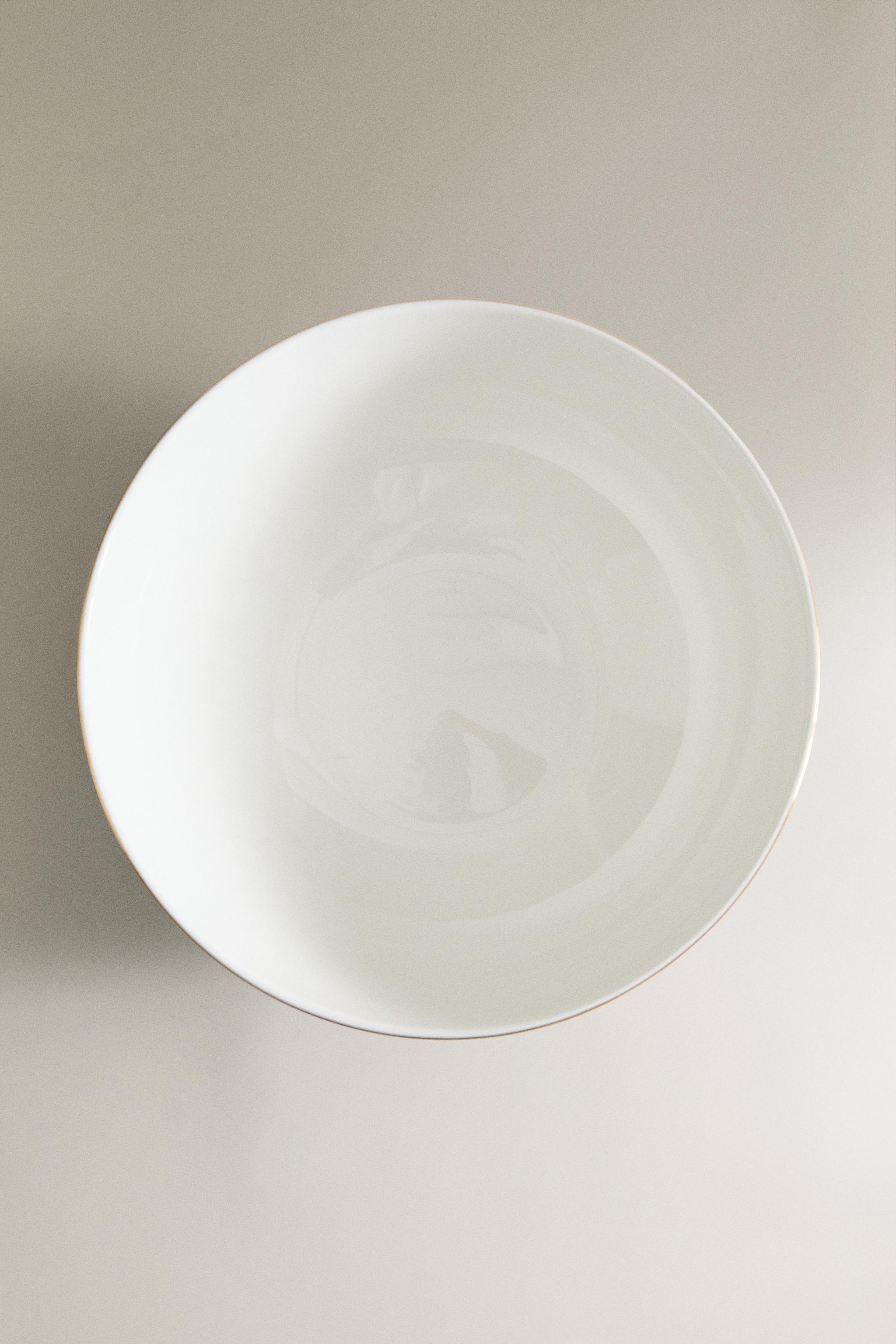 PORCELAIN SALAD BOWL WITH GOLD RIM