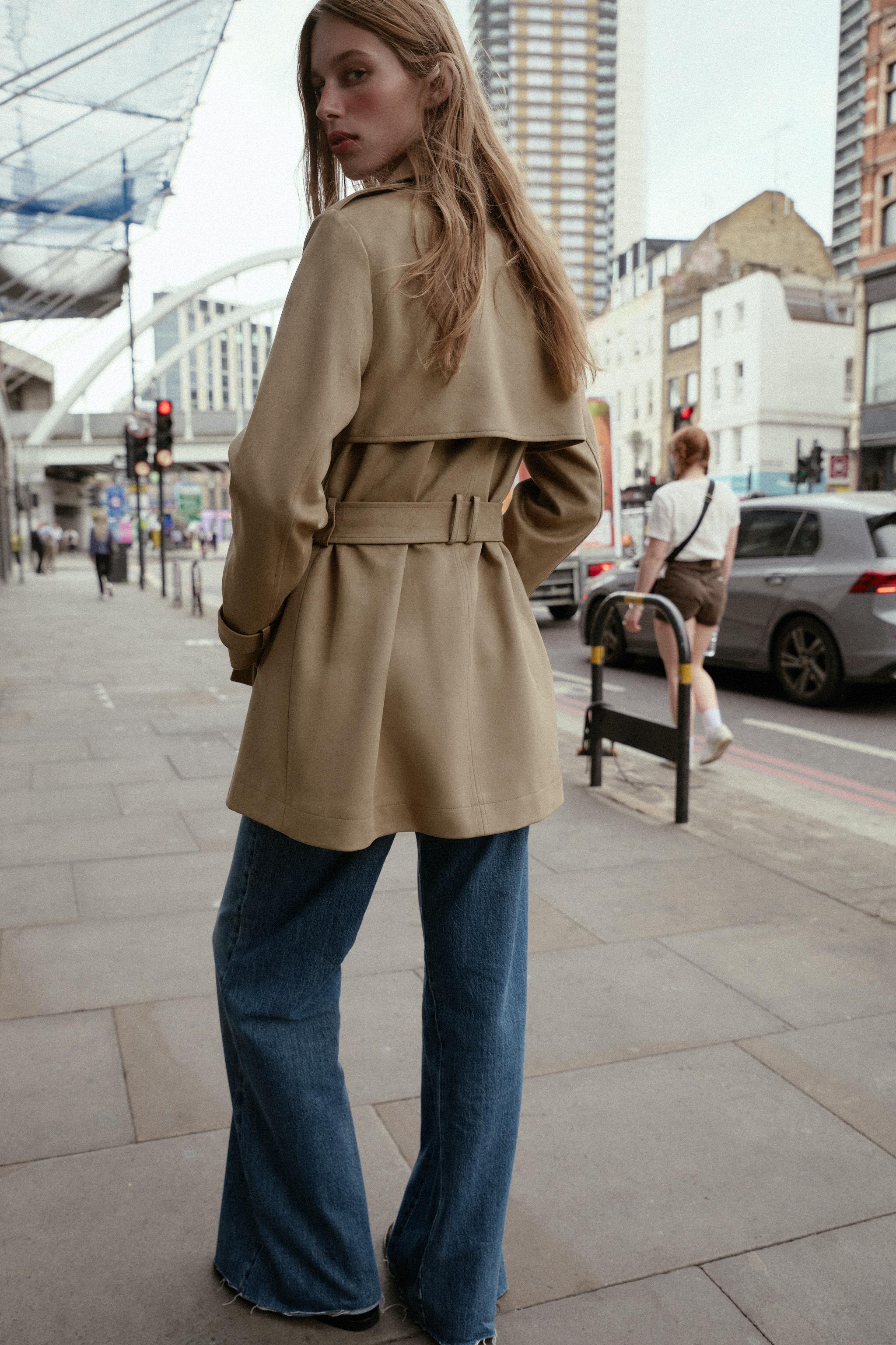 FAUX SUEDE TRENCH COAT