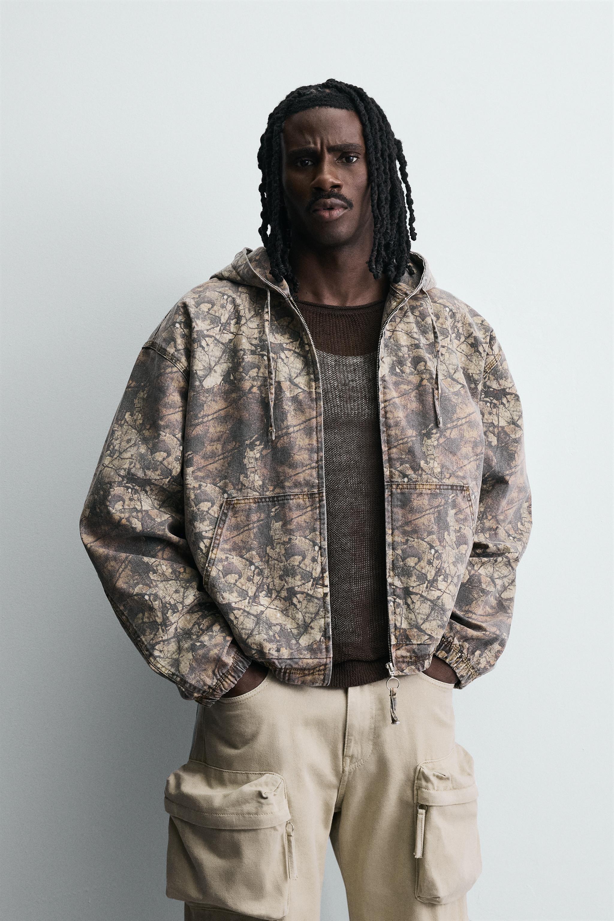 ABSTRACT PRINT HOODED JACKET