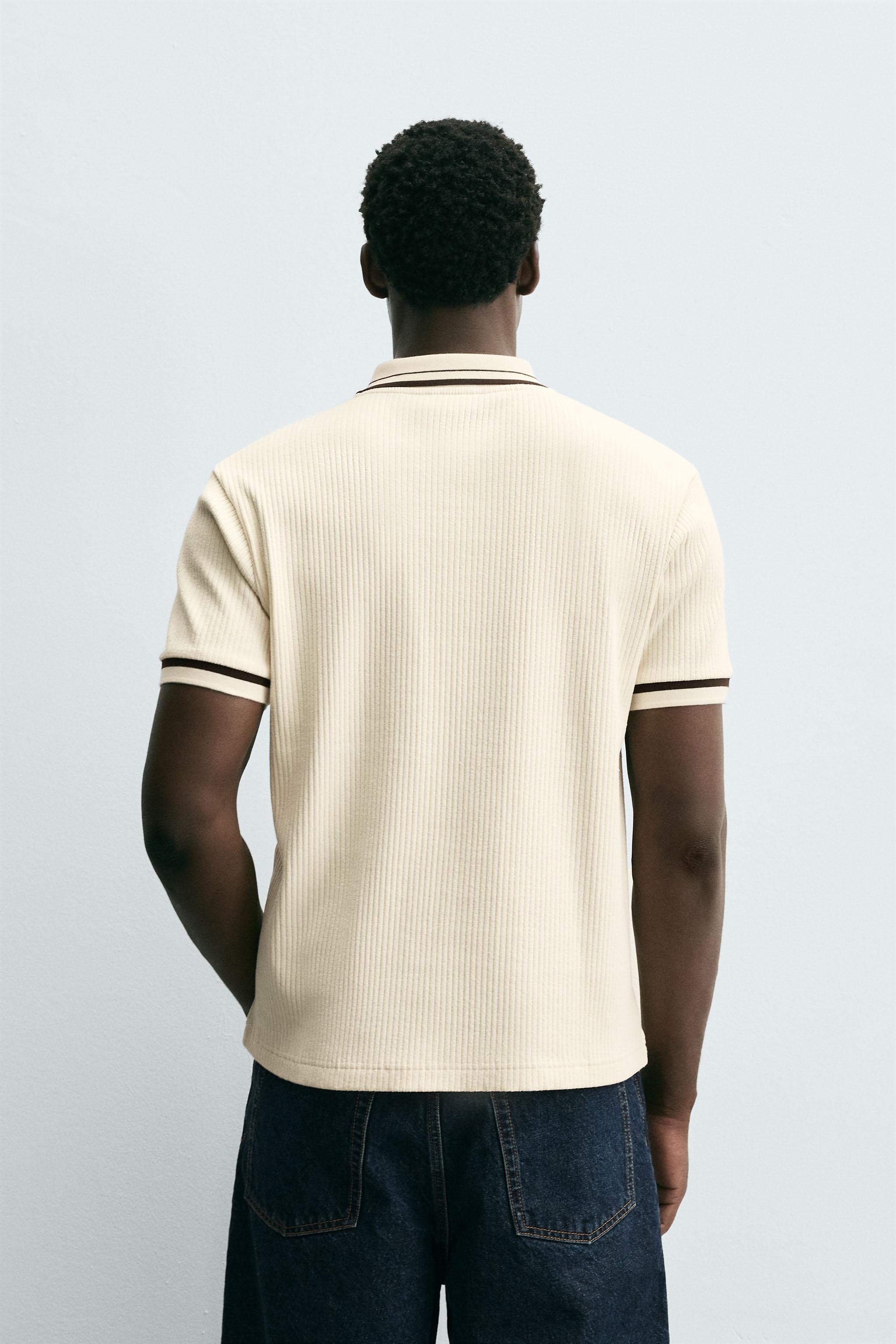 CONTRAST RIBBED POLO SHIRT