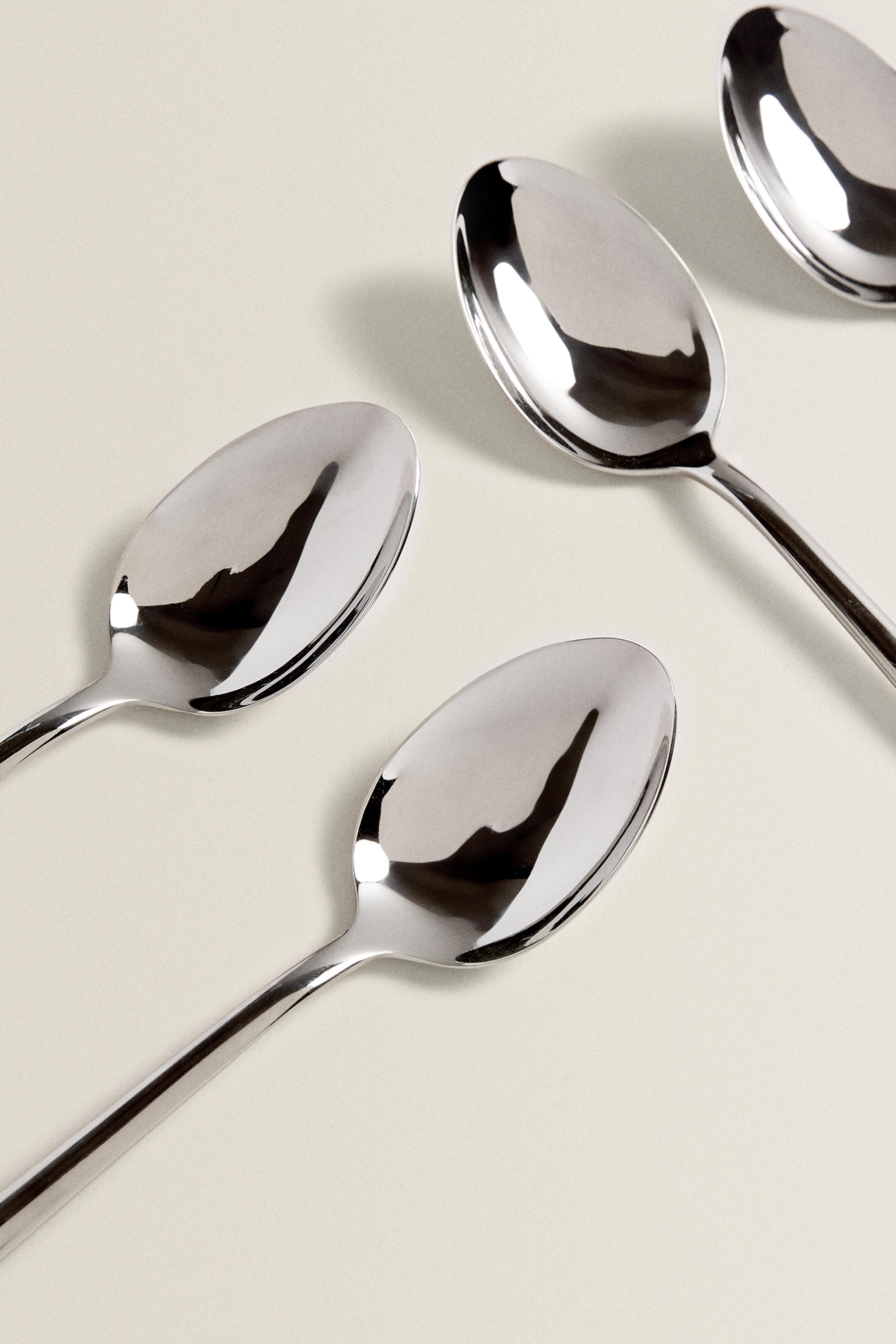 SET OF SHINY STEEL SPOONS (SET OF 4)