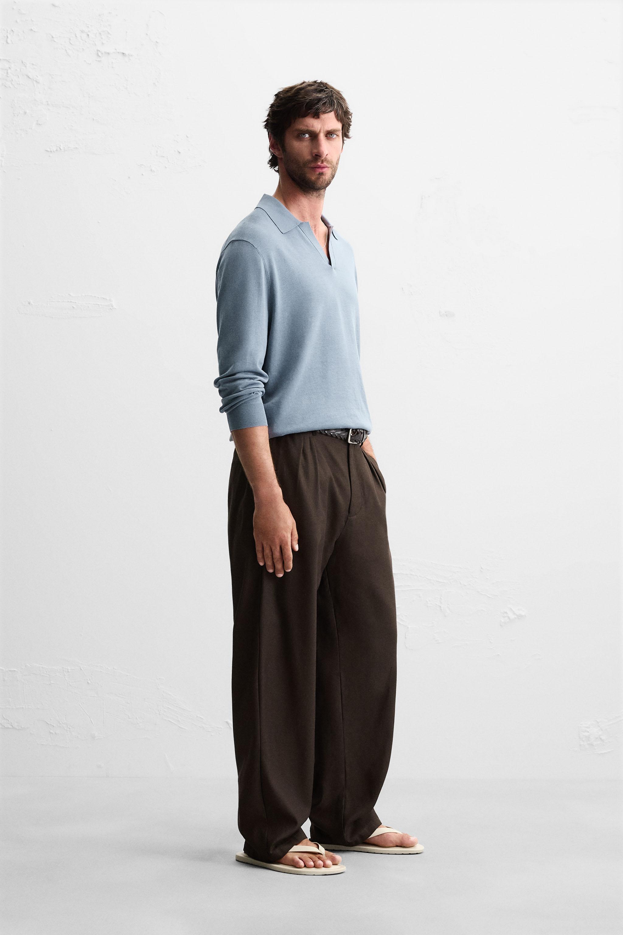 COTTON BLEND KNIT POLO SHIRT