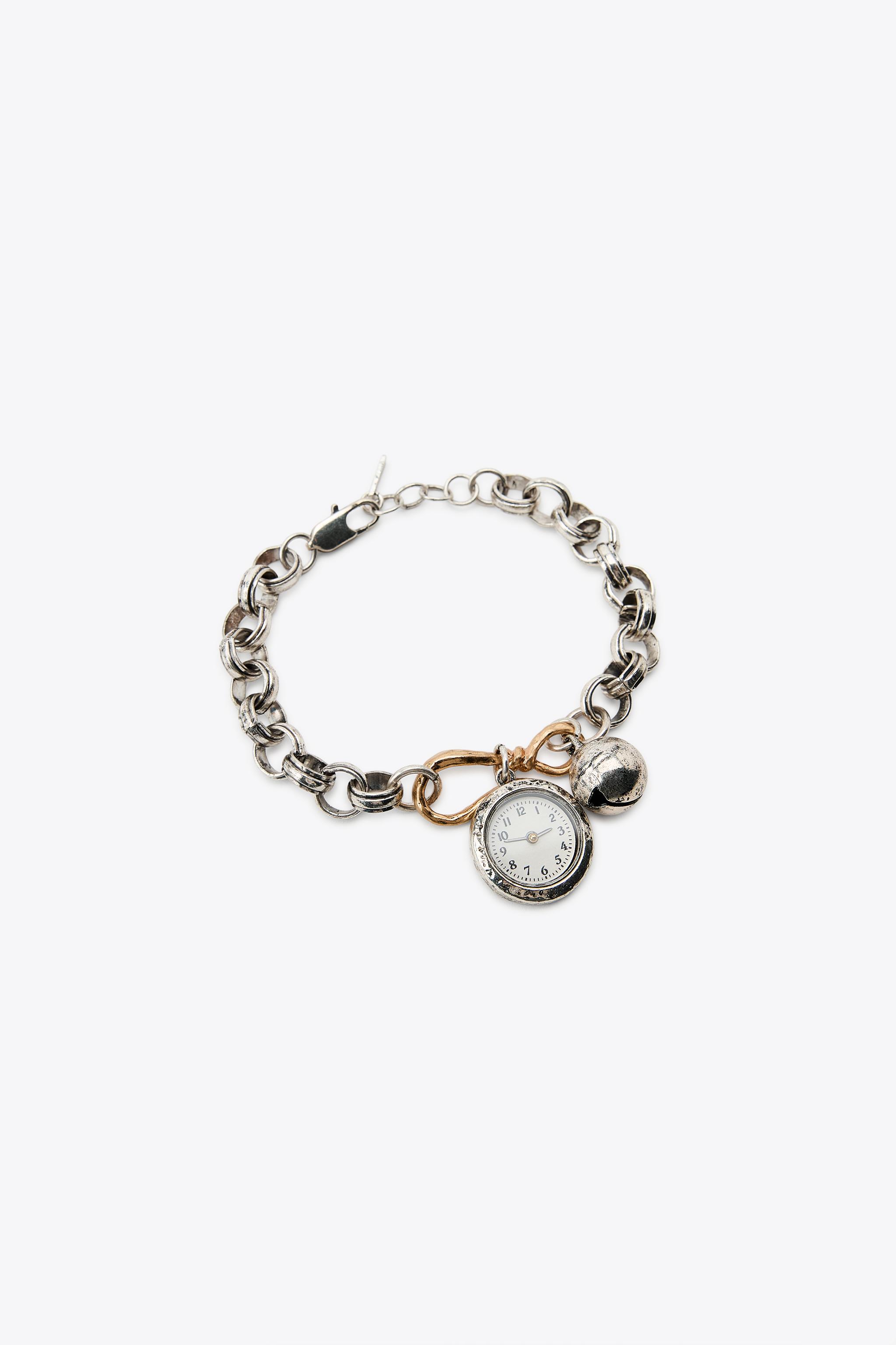 PACK OF 2 COMBINATION BRACELETS WITH CLOCK AND BELL CHARMS