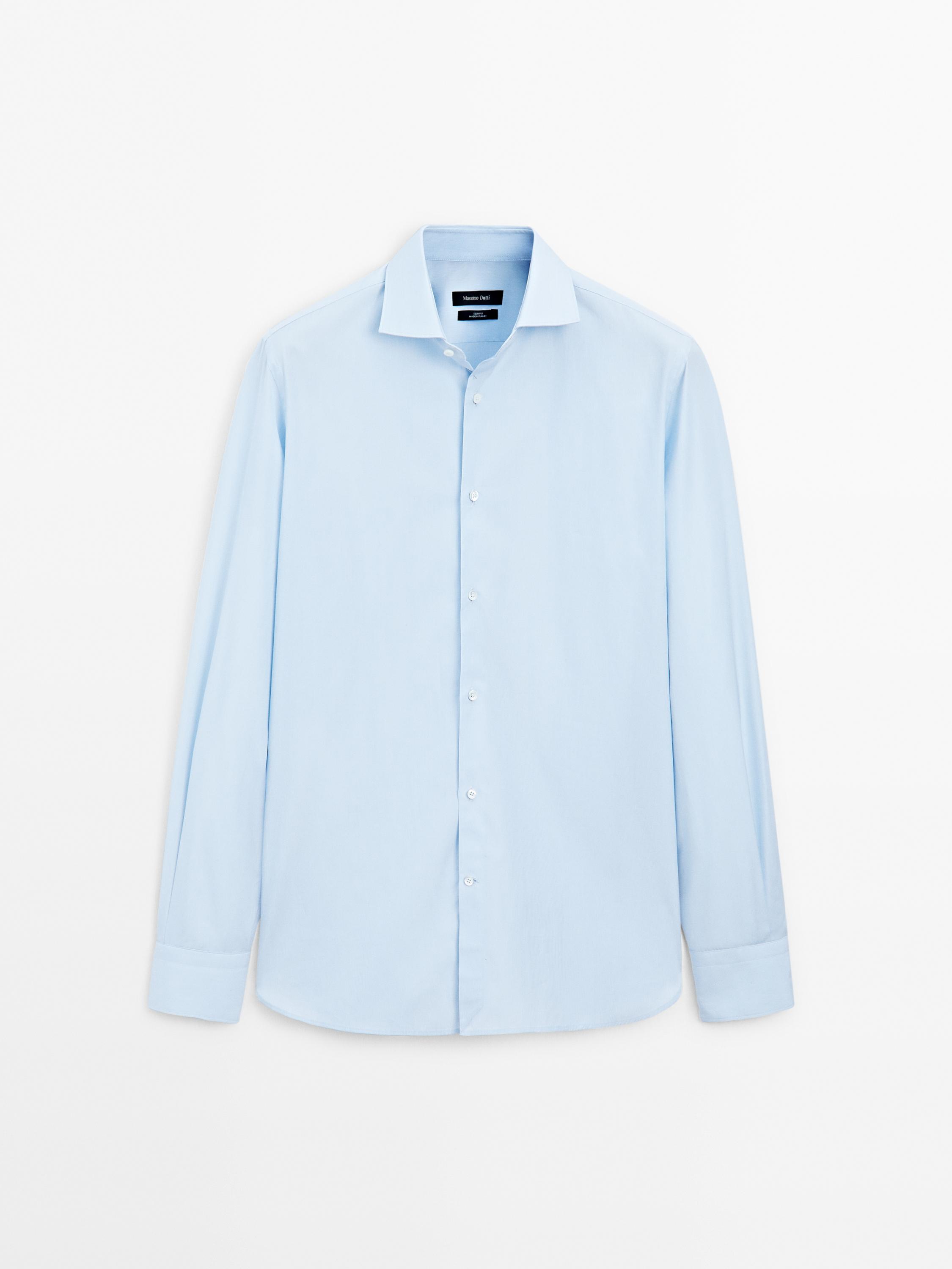 Slim fit striped 100% cotton shirt