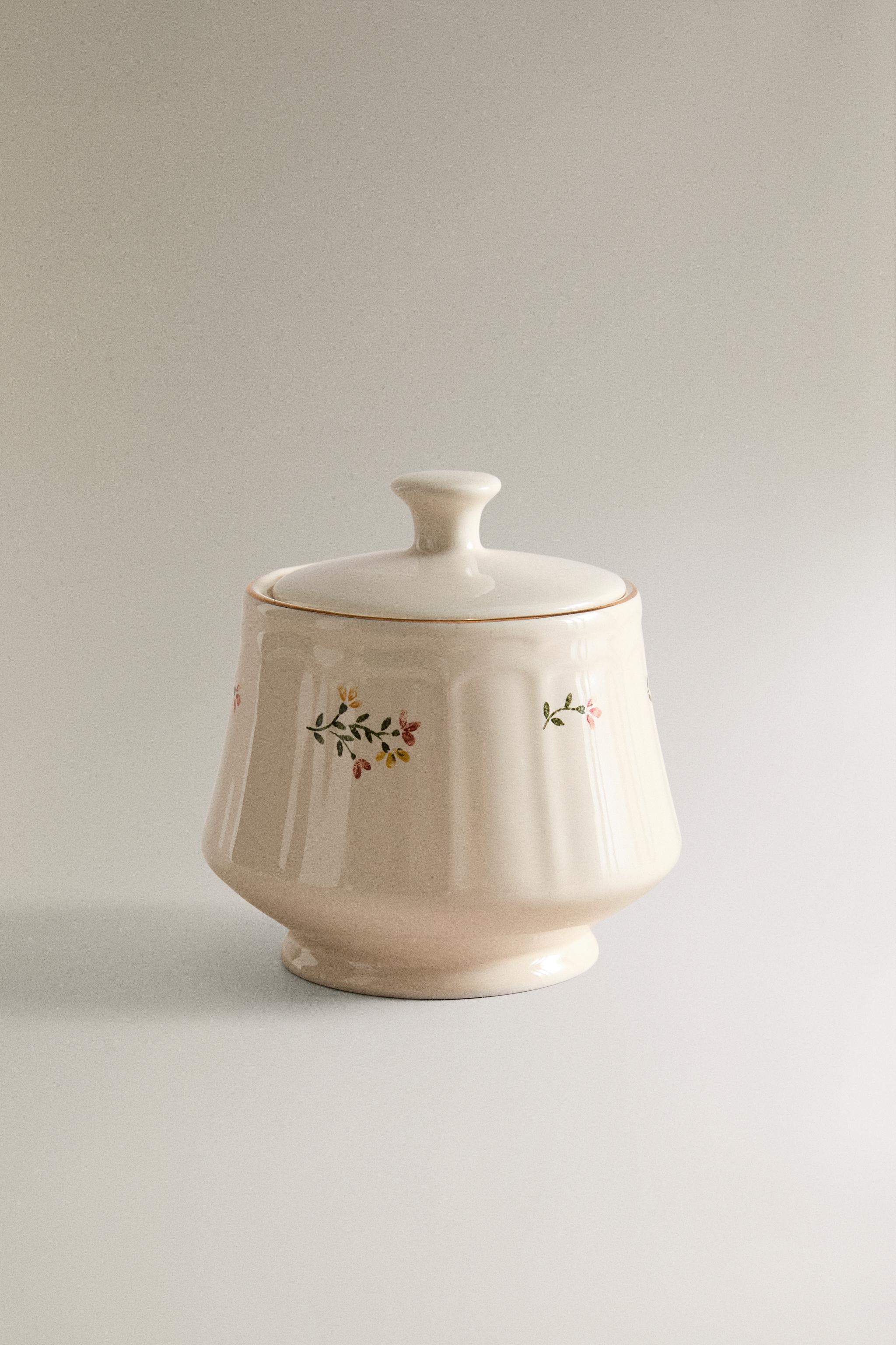 FLORAL PORCELAIN SUGAR BOWL