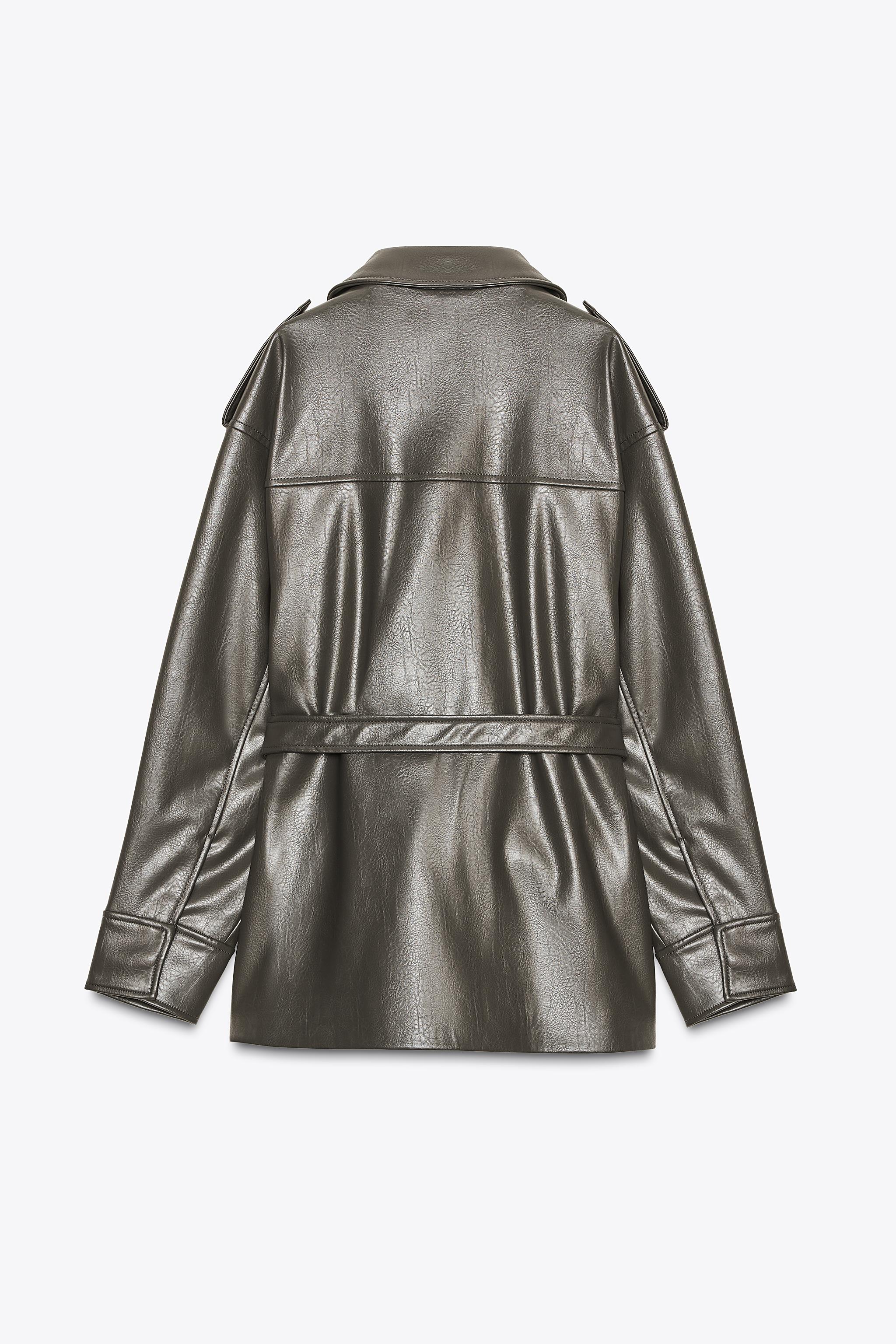 FAUX LEATHER POCKET JACKET