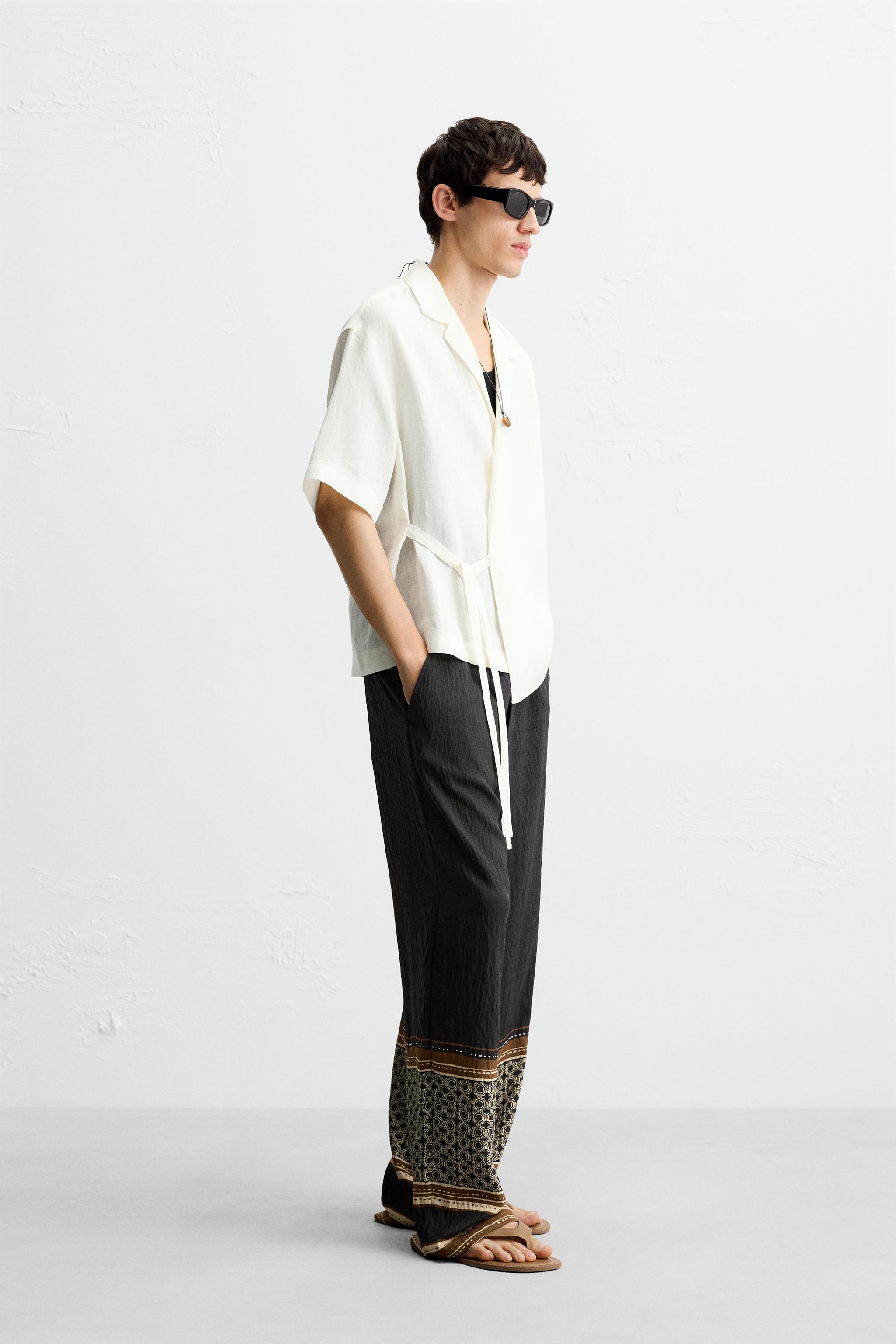 100% LINEN TIE SHIRT