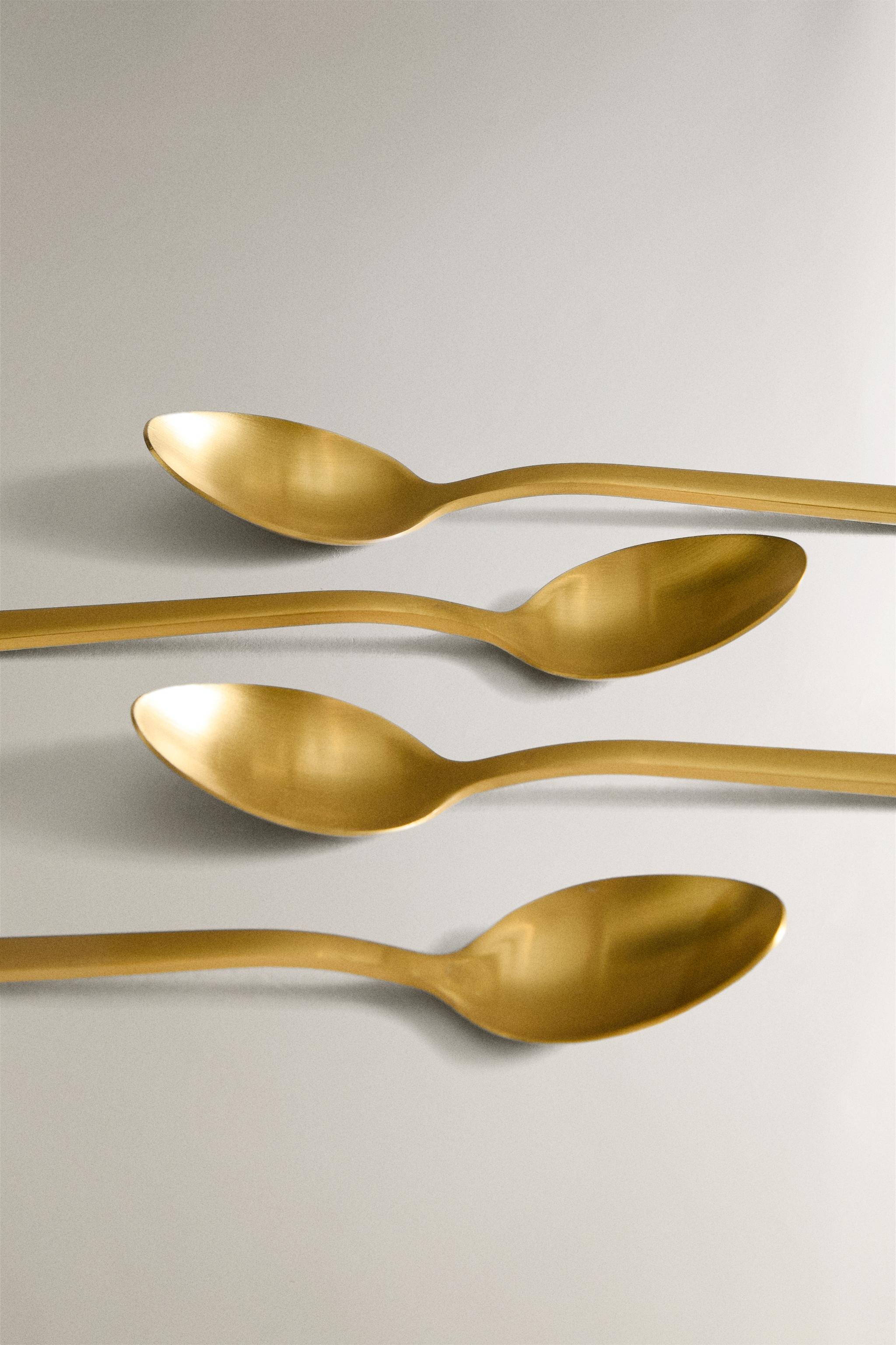 SET OF GOLD STEEL DESSERT SPOONS (SET OF 4)