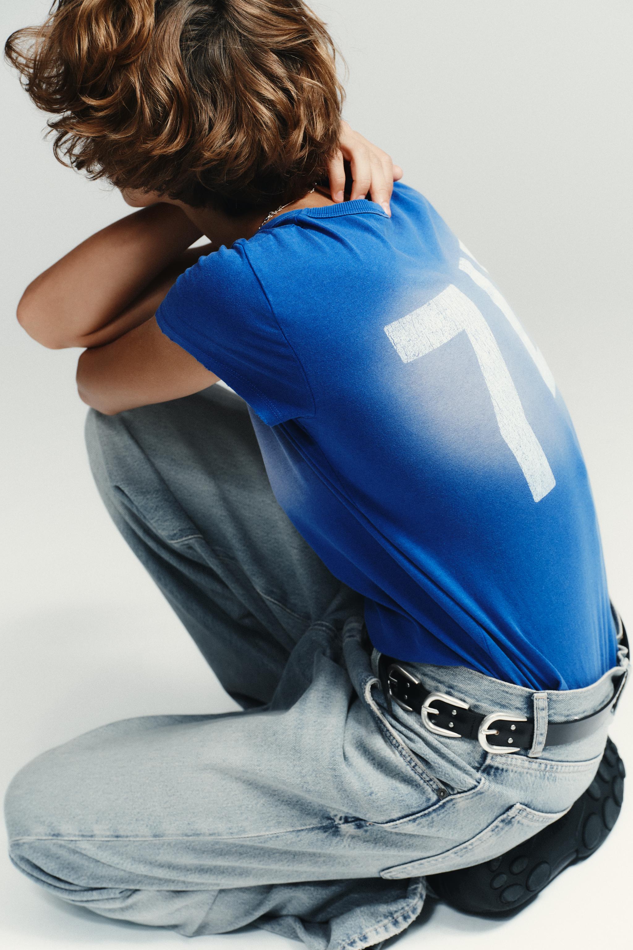 WASHED EFFECT TEXT T-SHIRT