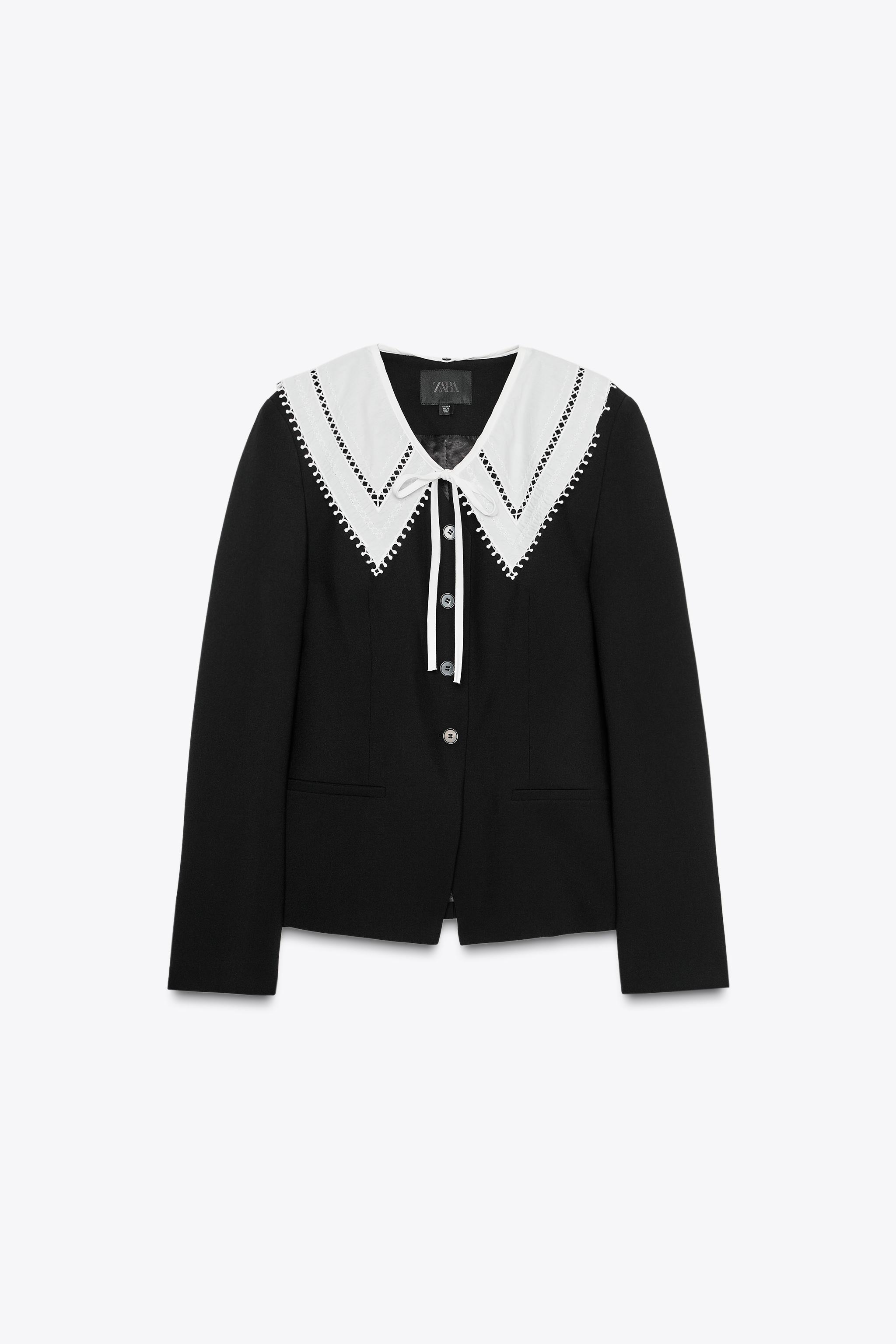 CONTRAST DETACHABLE COLLAR BLAZER