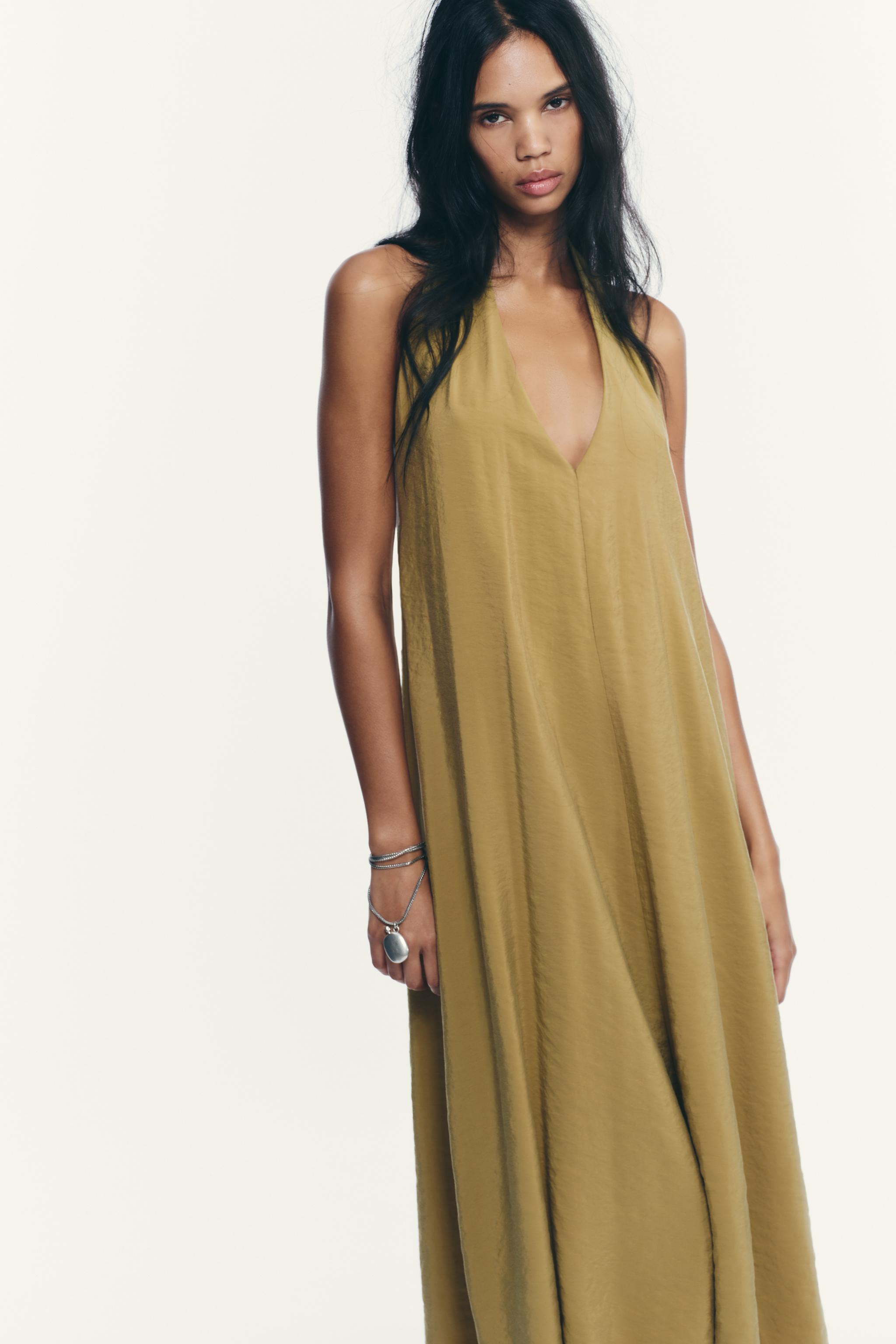 FLOWY HALTER MIDI DRESS