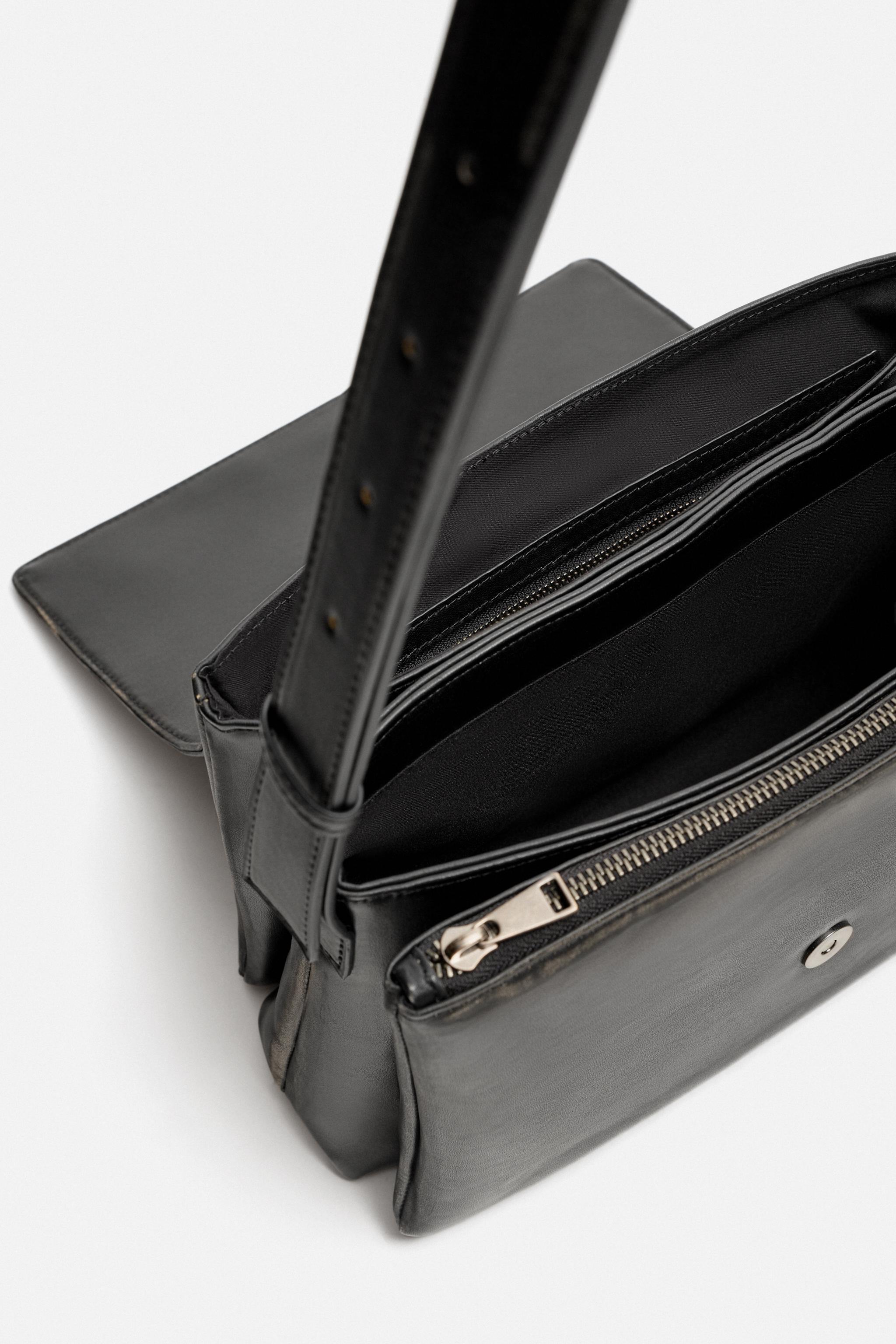 DISTRESSED EFFECT FLAP CROSSBODY BAG