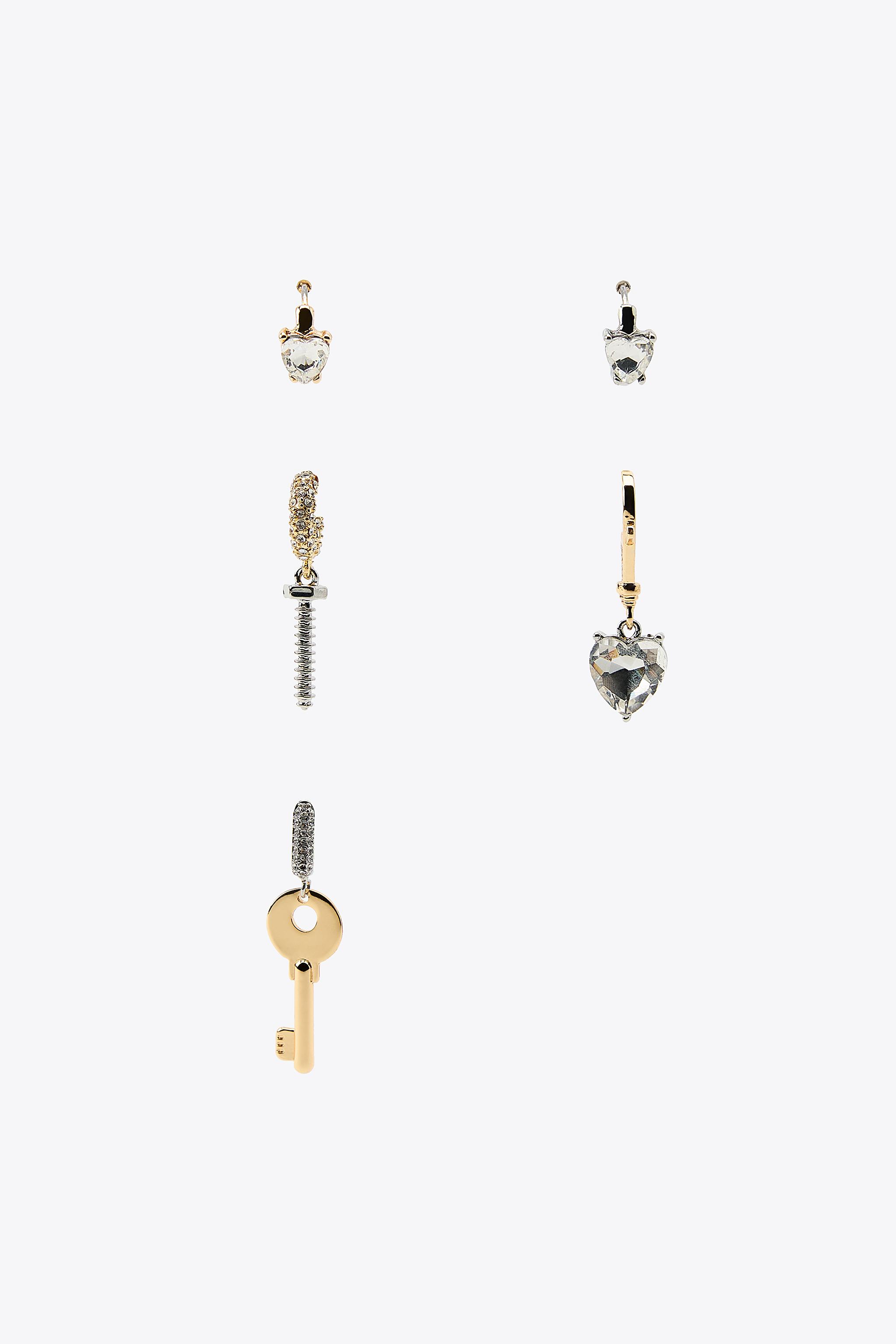 PACK OF 5 COMBINED KEY AND JEWEL EARRINGS