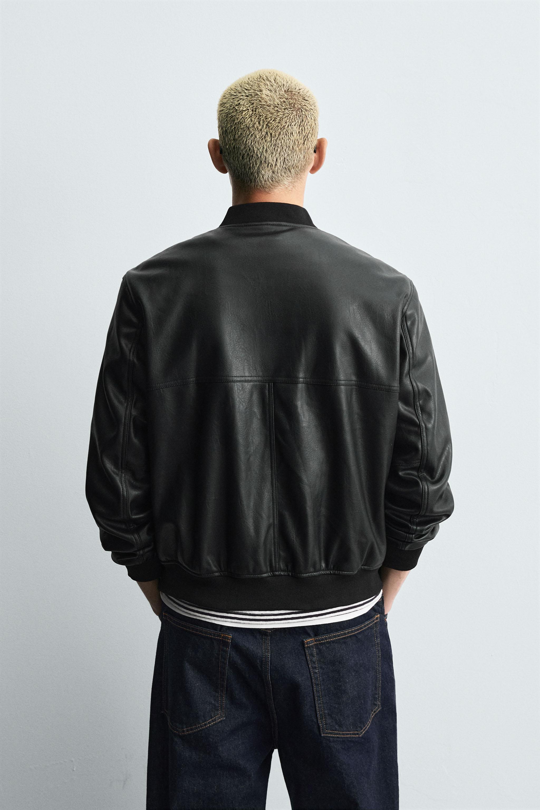 FAUX LEATHER BOMBER JACKET