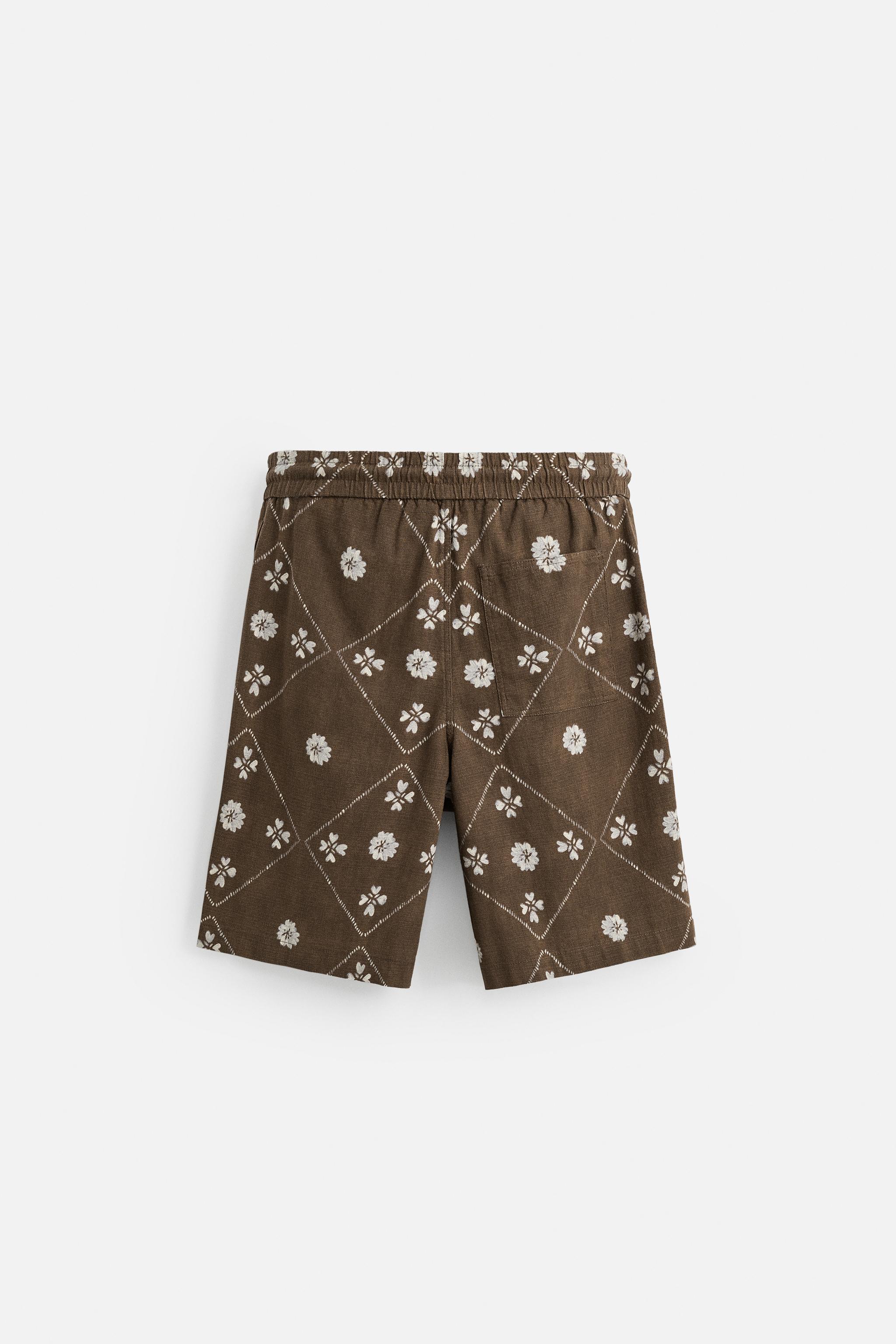 CONTRAST PRINT BERMUDA SHORTS