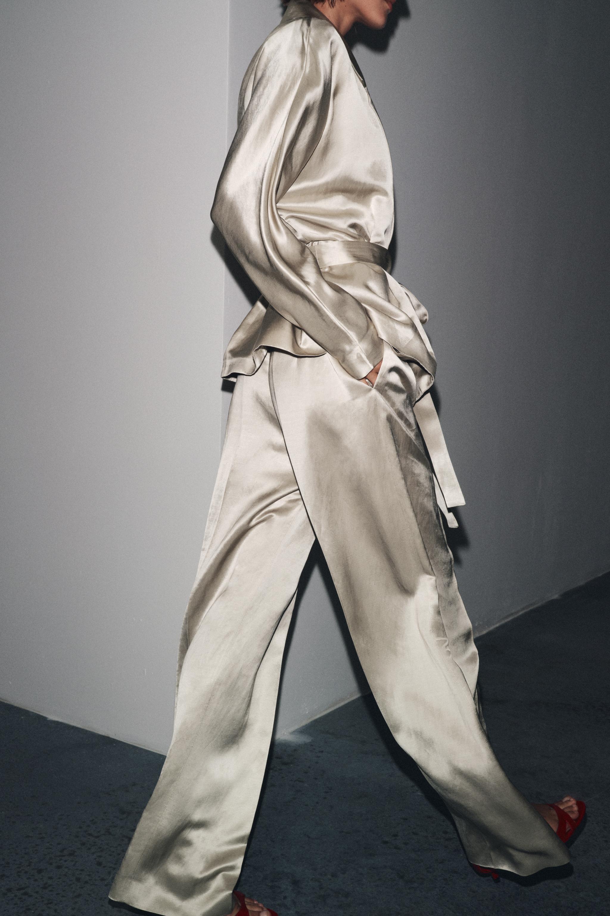 ZW COLLECTION SATIN PLEATED PANTS