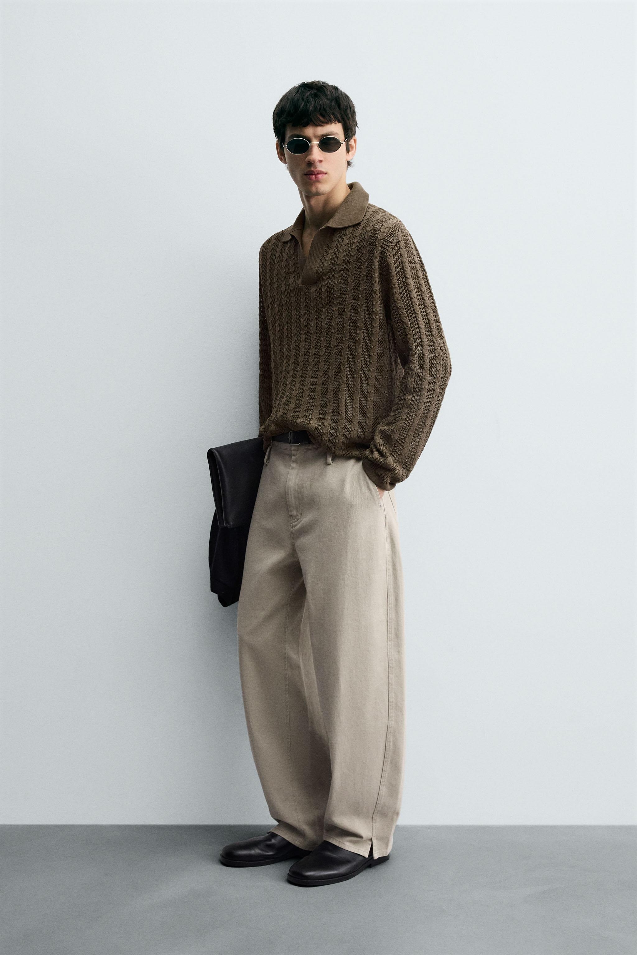 CABLE KNIT POLO SHIRT