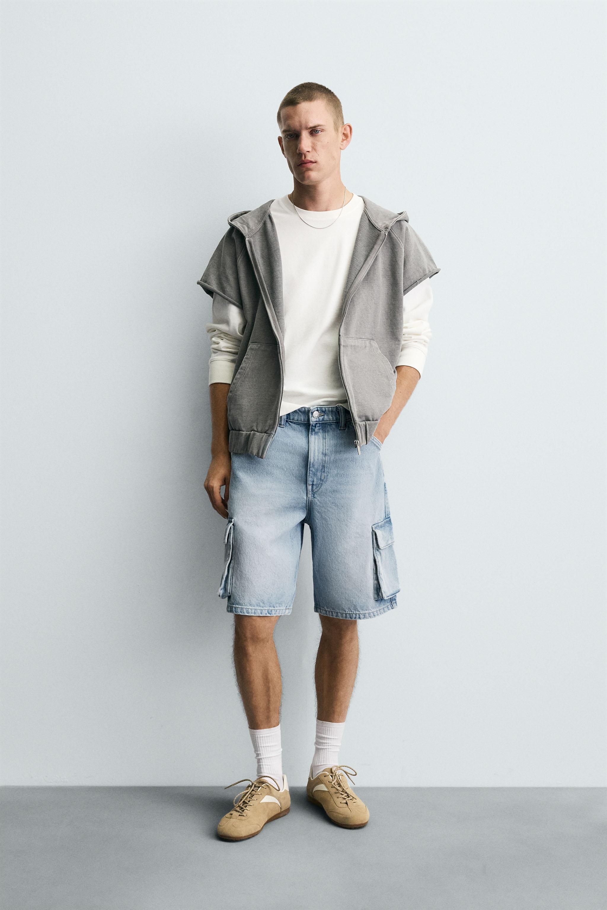 CARGO DENIM SHORTS