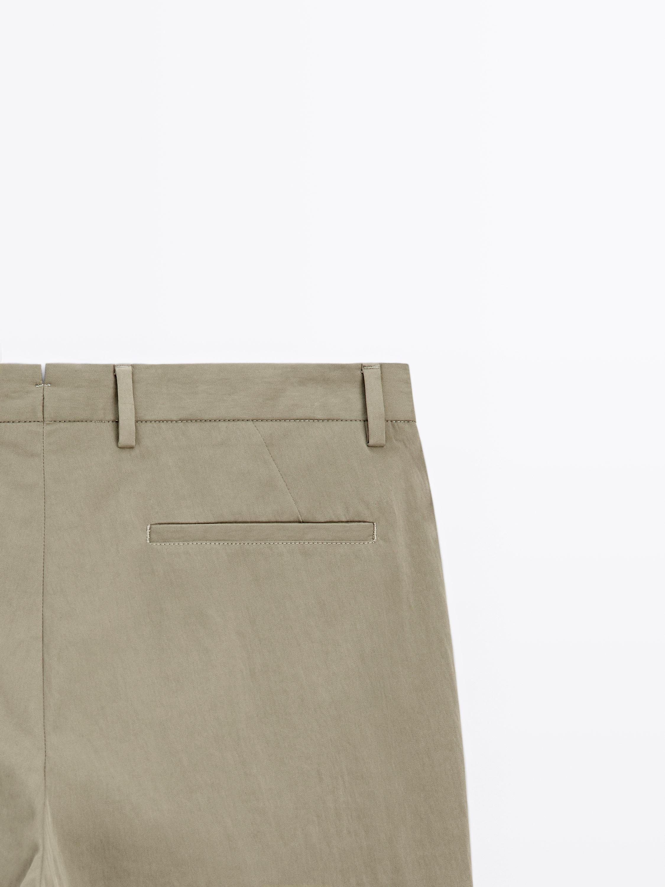 Cotton blend cigarette fit trousers