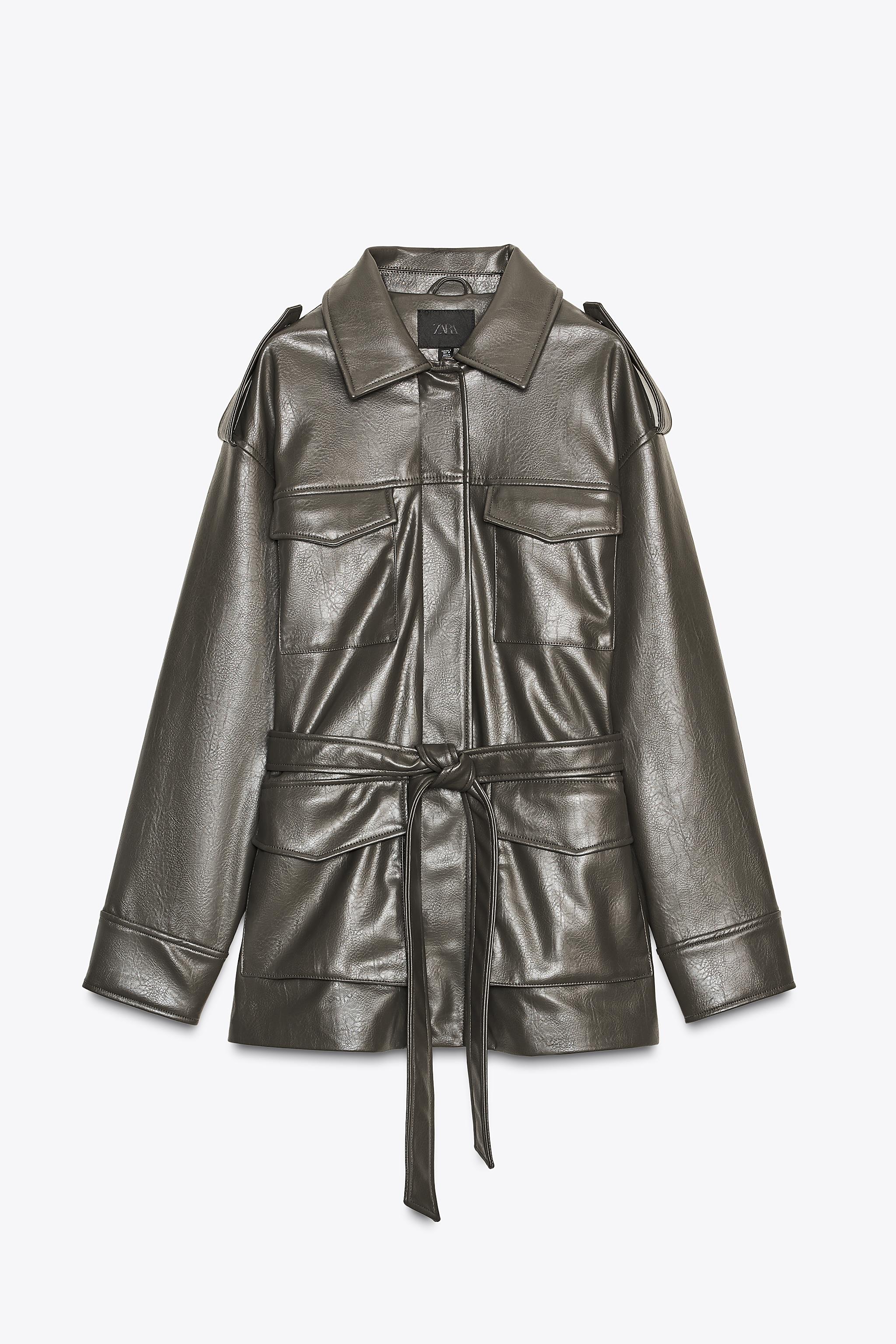 FAUX LEATHER POCKET JACKET