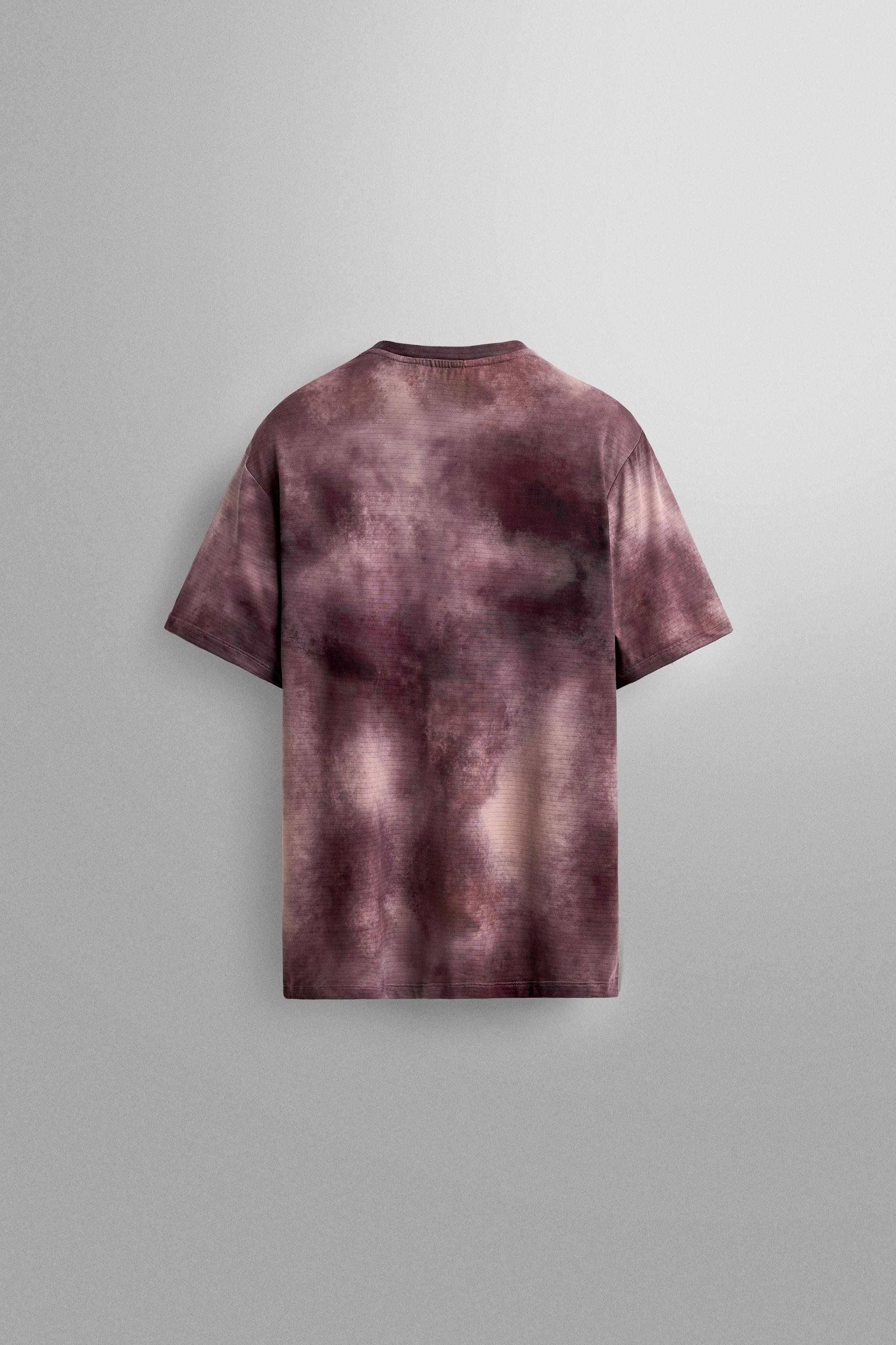 TIE-DYE PRINT PERFORATED T-SHIRT