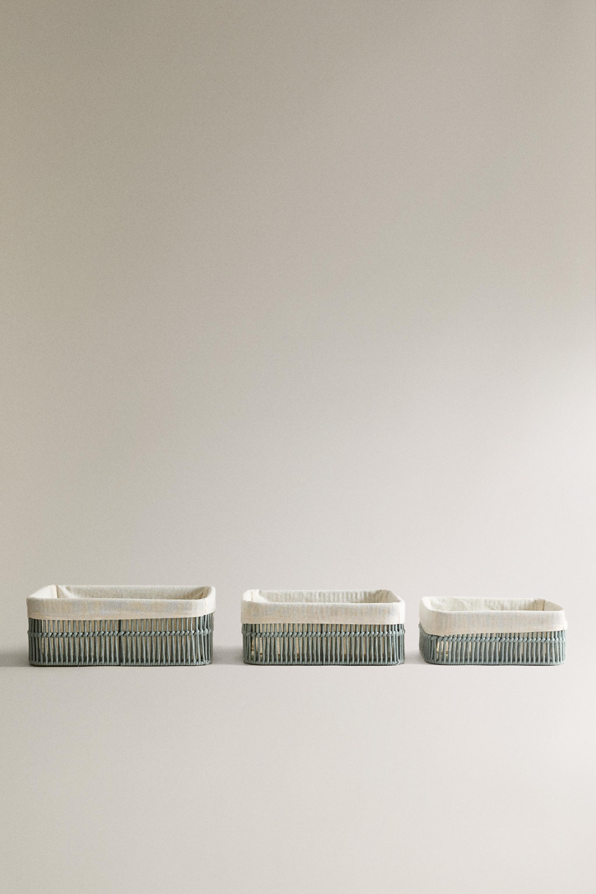 RECTANGULAR BASKET WITH FABRIC LINING