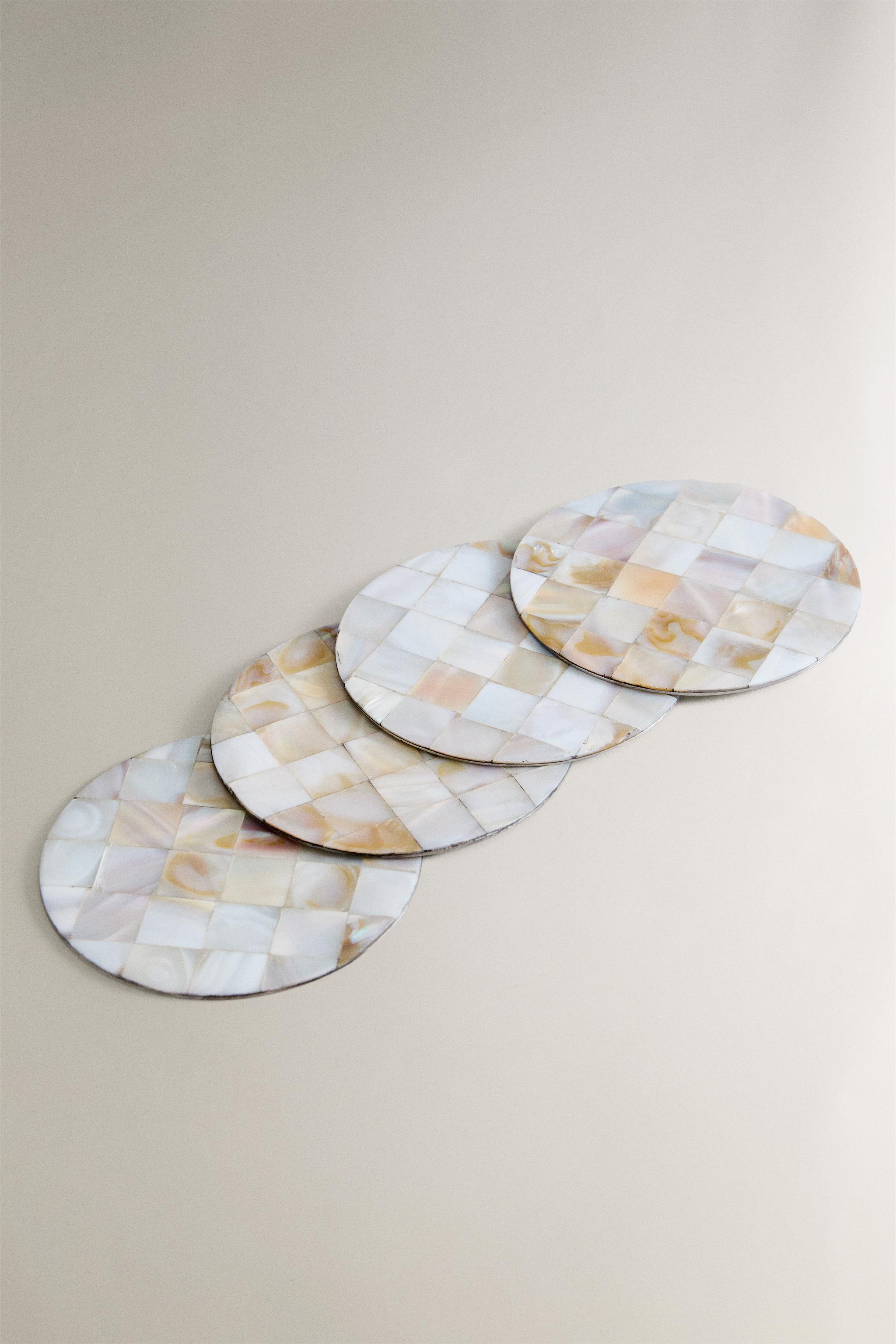 SET OF MOTHER-OF-PEARL COASTERS (SET OF 4)