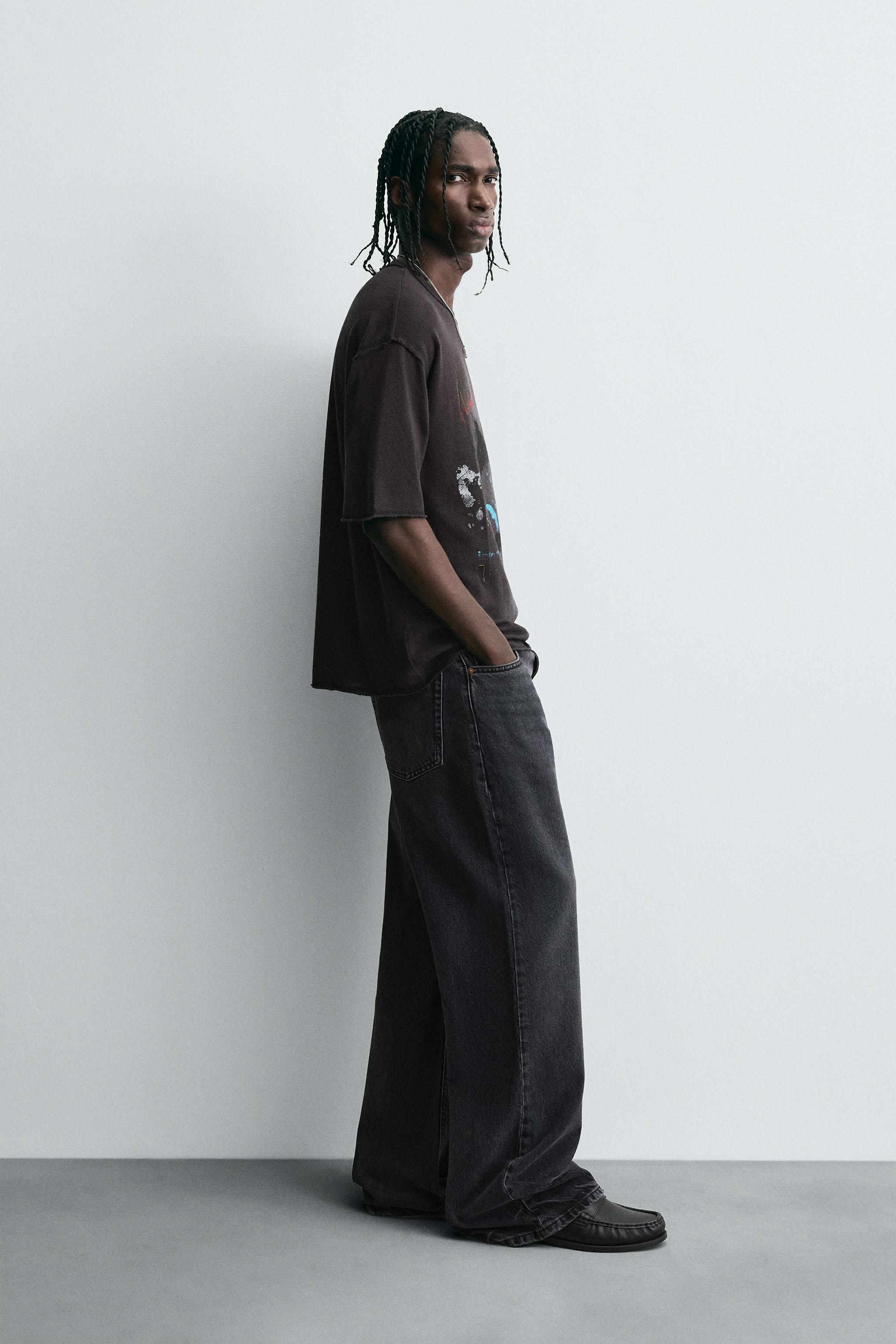 WASHED PRINT KNIT T-SHIRT