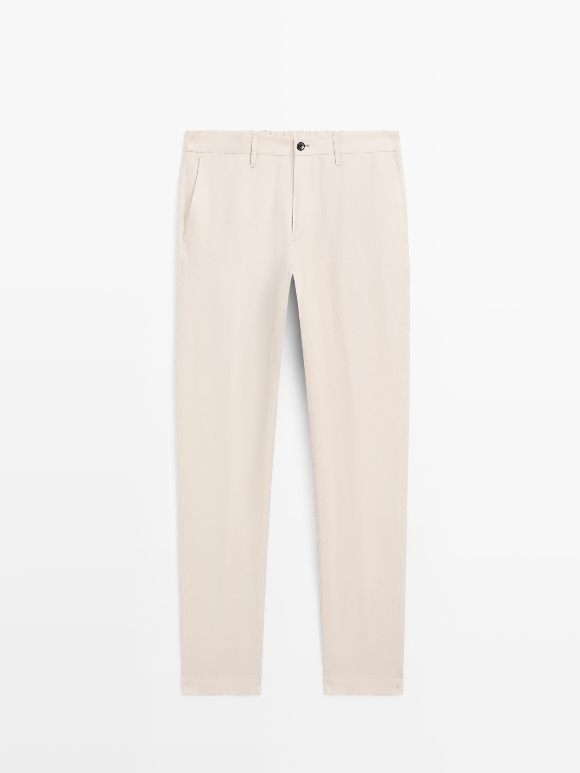 100% linen regular fit trousers
