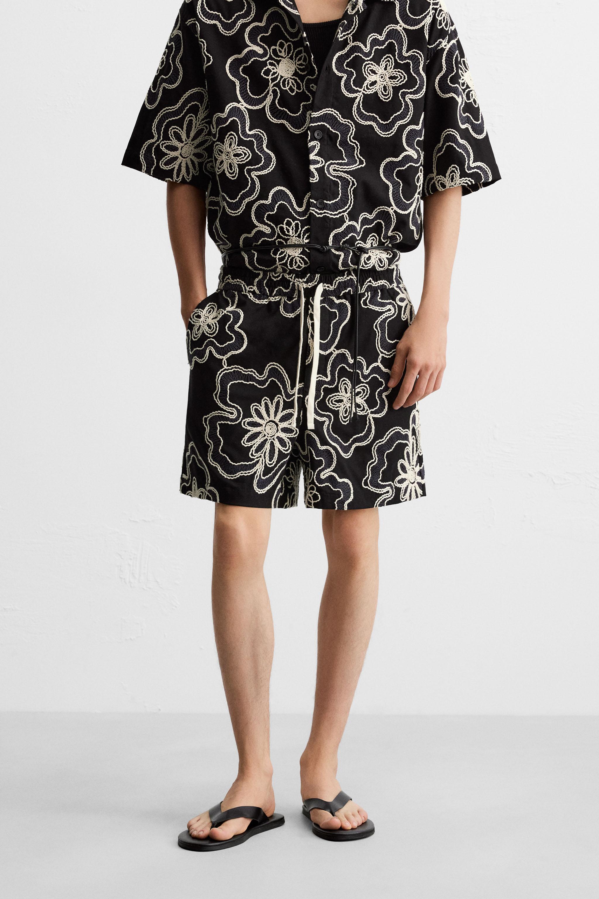 EMBOSSED EMBROIDERY SHORTS