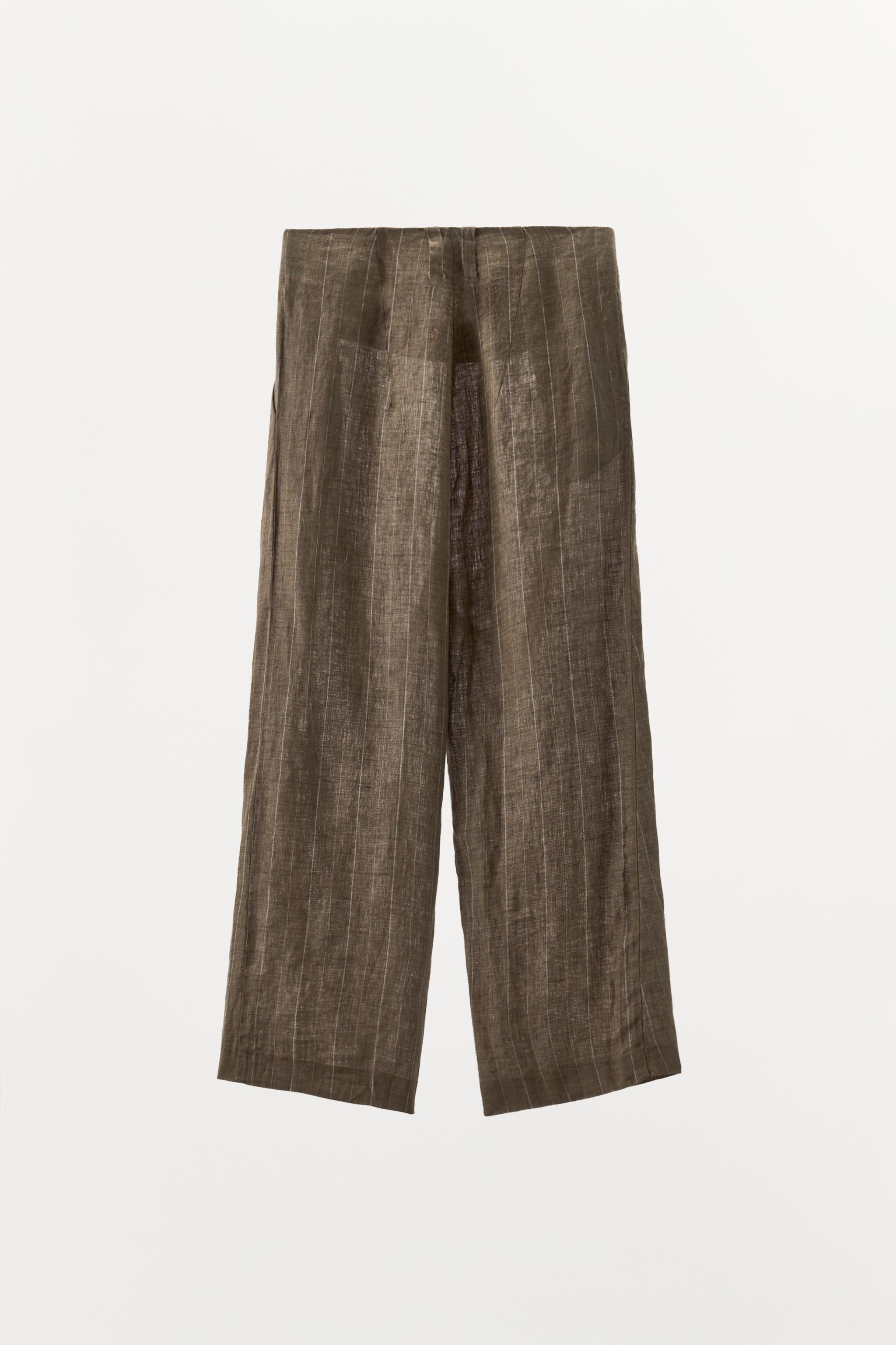 STRIPED LINEN BAGGY PANTS