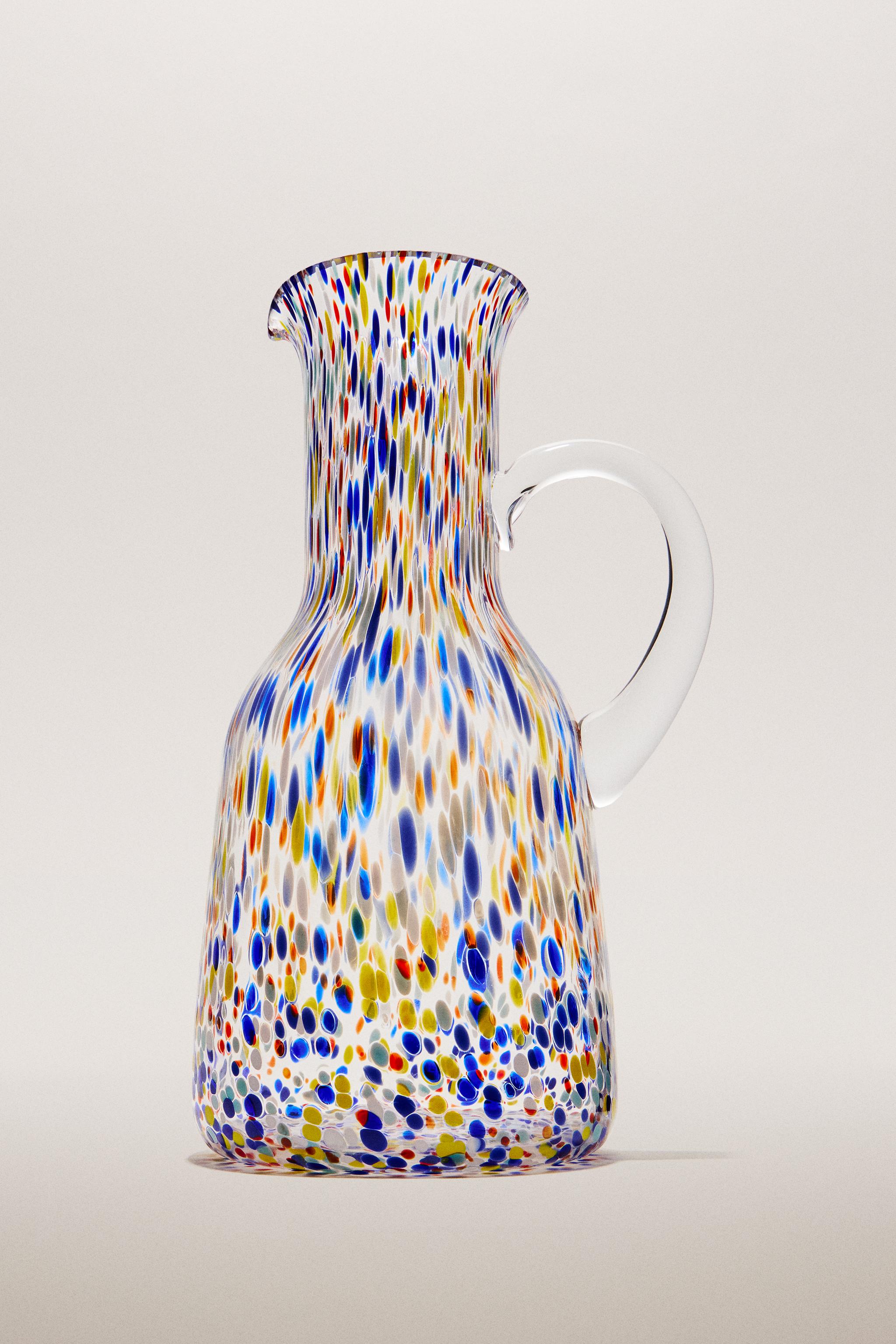 MULTICOLORED GLASS PITCHER