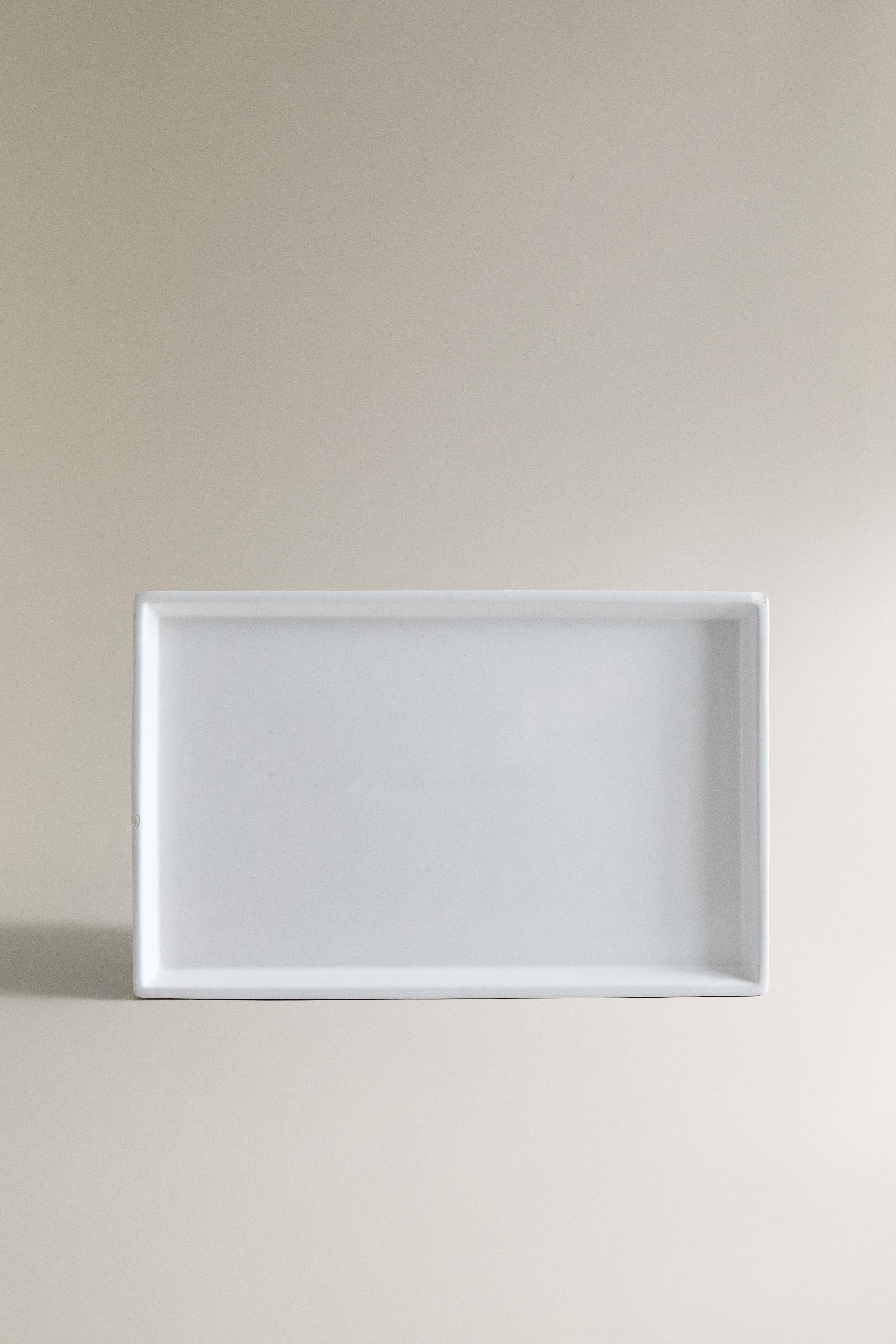 WHITE EARTHENWARE BATHROOM TRAY