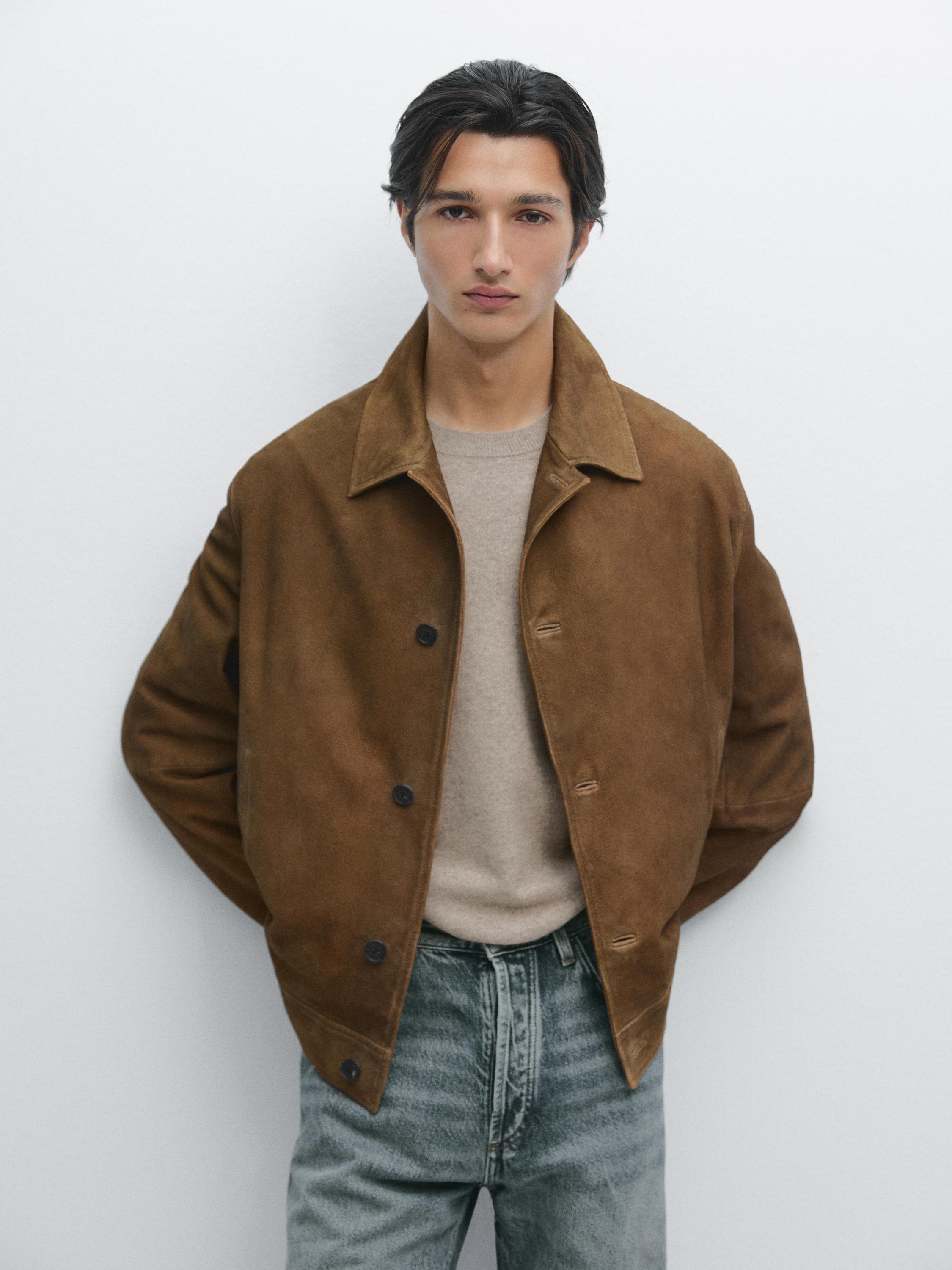 Nappa leather jacket with buttons