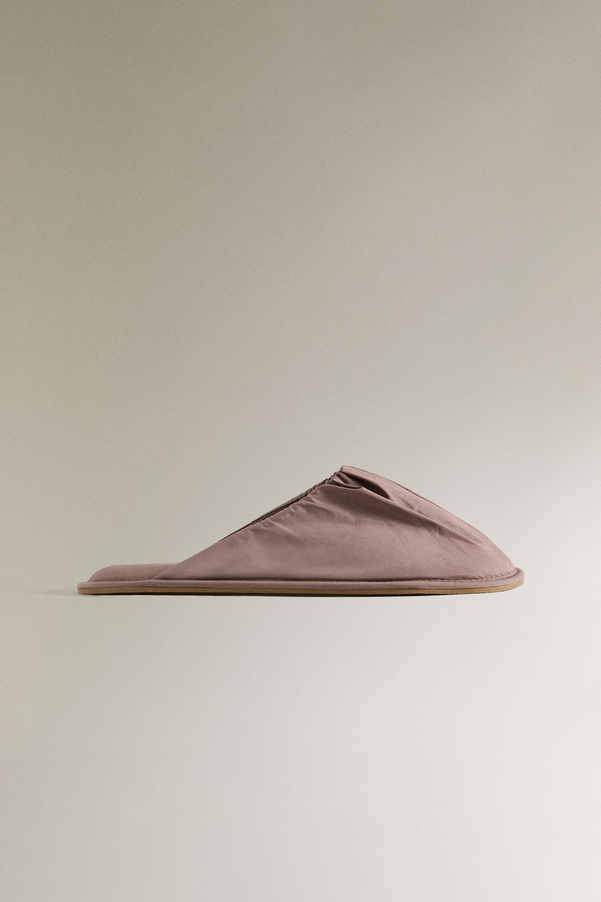 PLEATED COTTON SLIPPERS