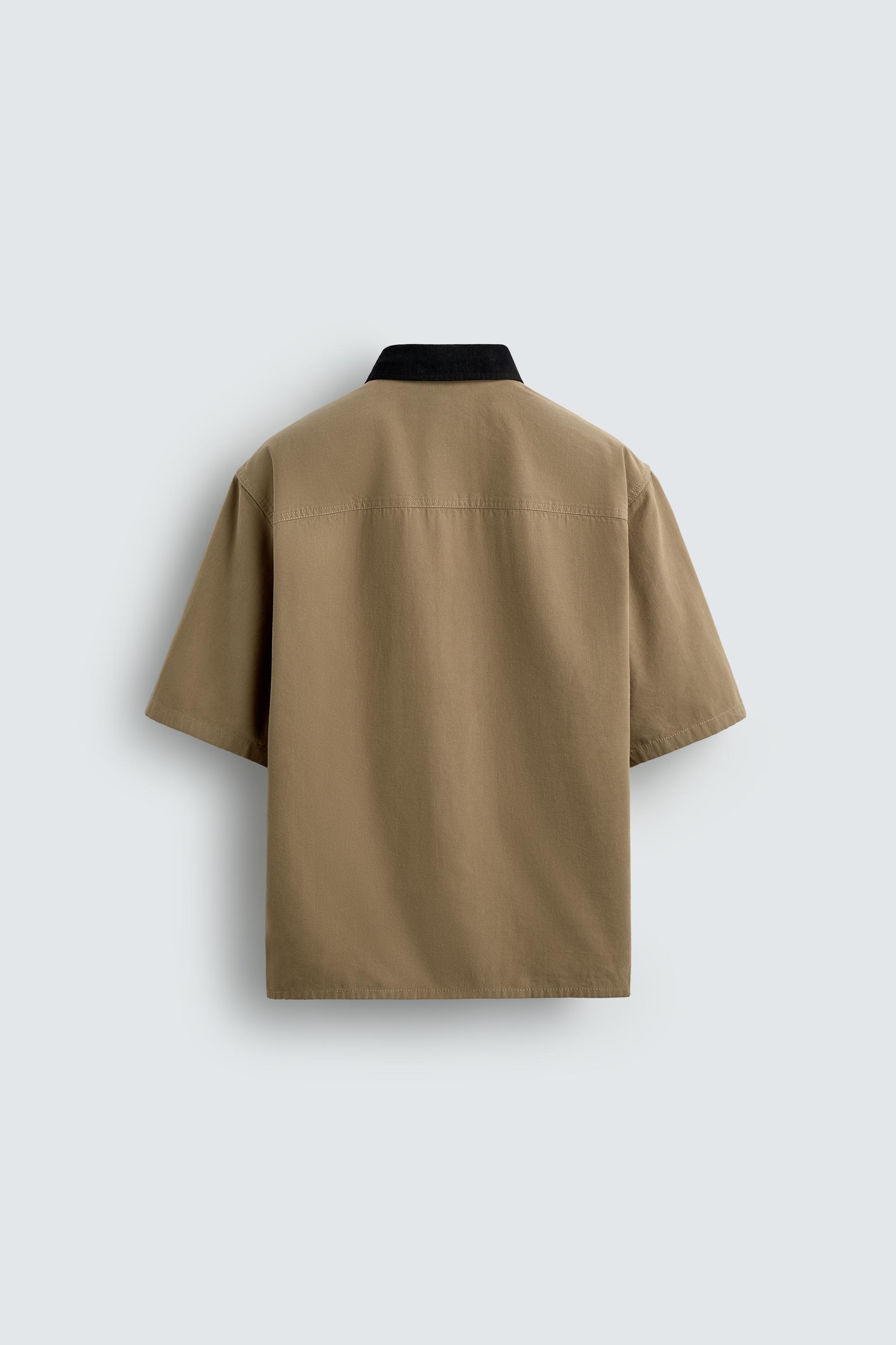 RELAXED FIT CONTRAST COLLAR SHIRT