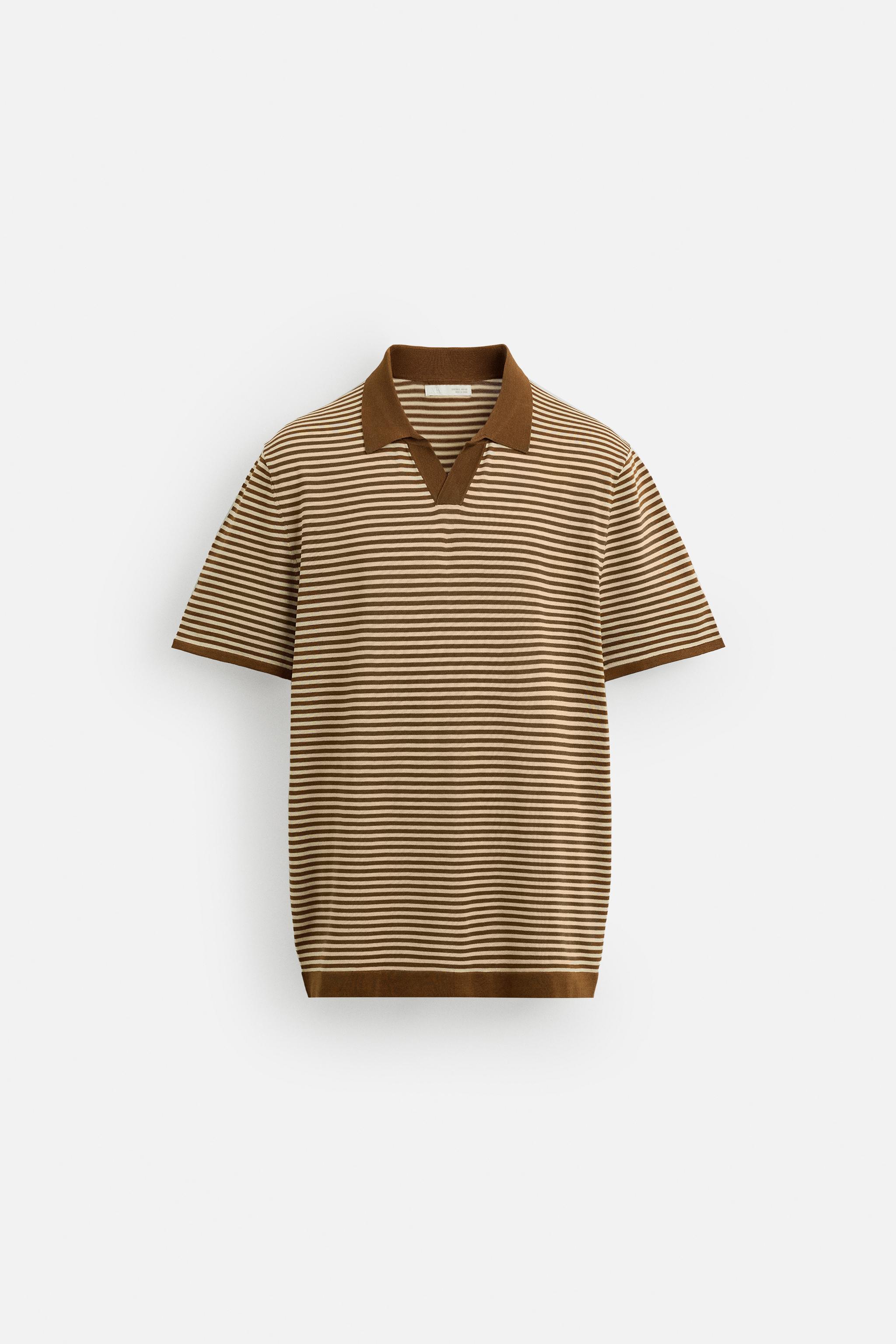 STRIPED KNIT POLO SHIRT