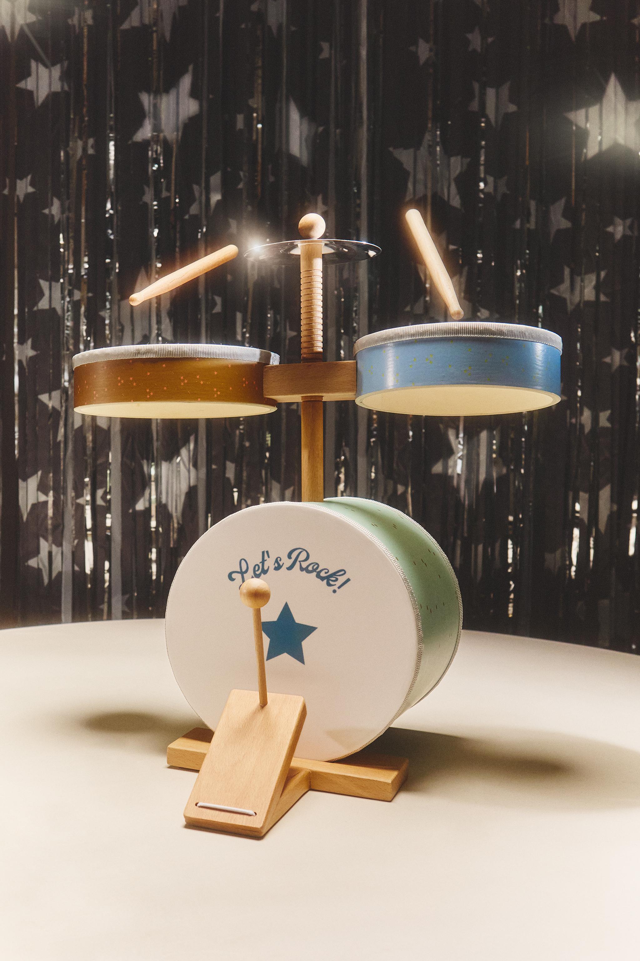 CHILDREN'S TOY WOODEN DRUM KIT