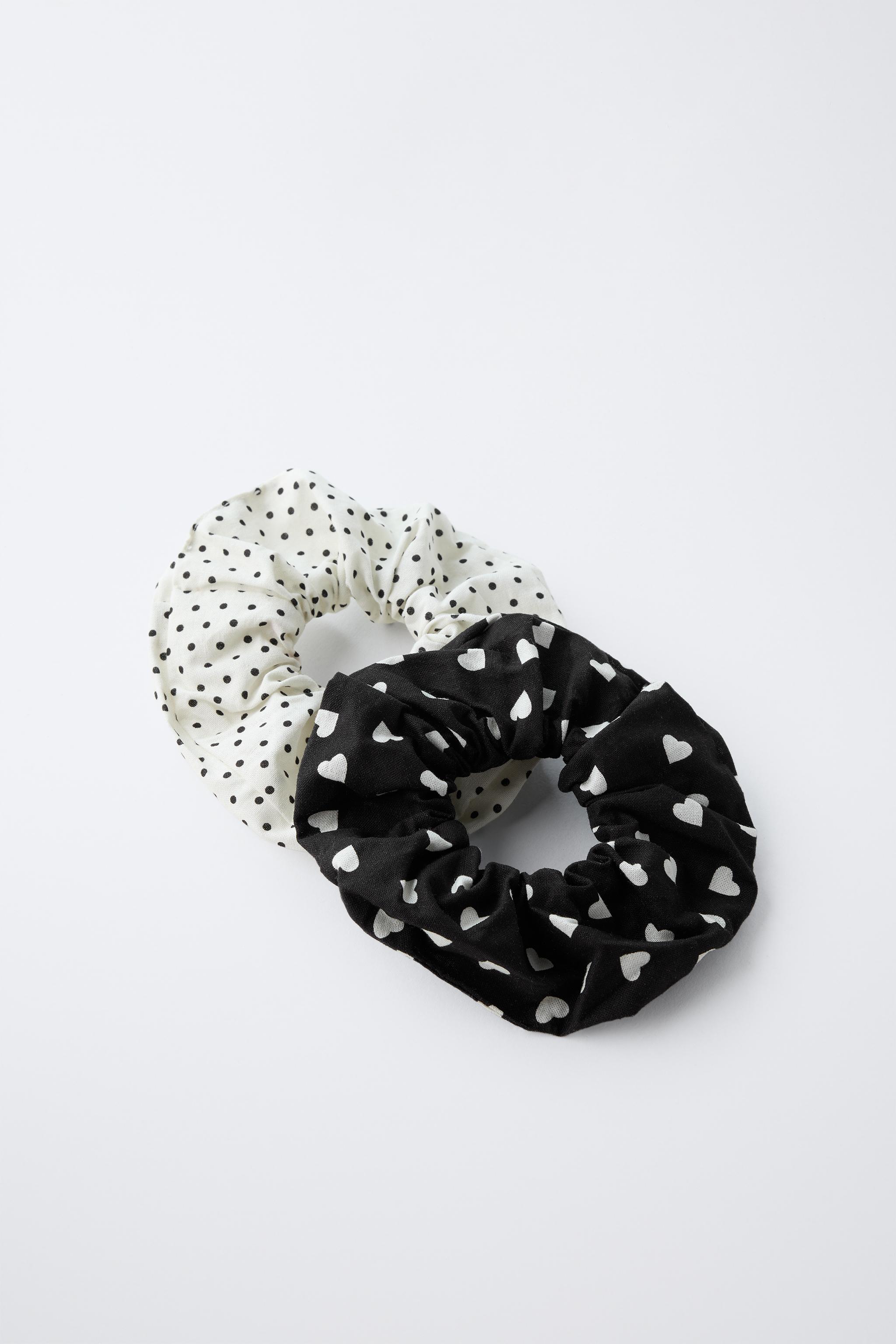 TWO-PACK OF POLKA DOT AND HEART HAIR TIES