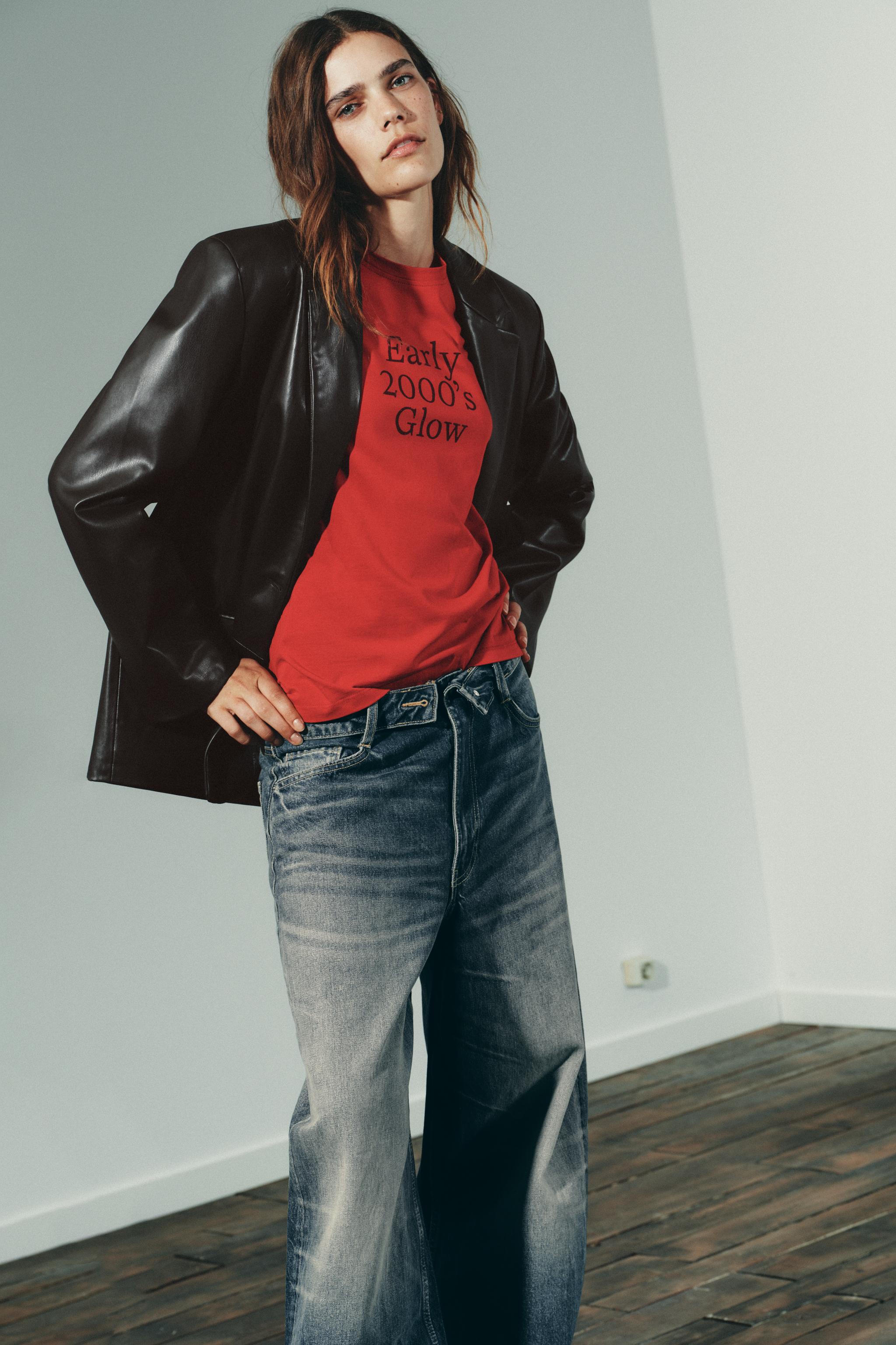 FAUX LEATHER STRAIGHT FIT BLAZER